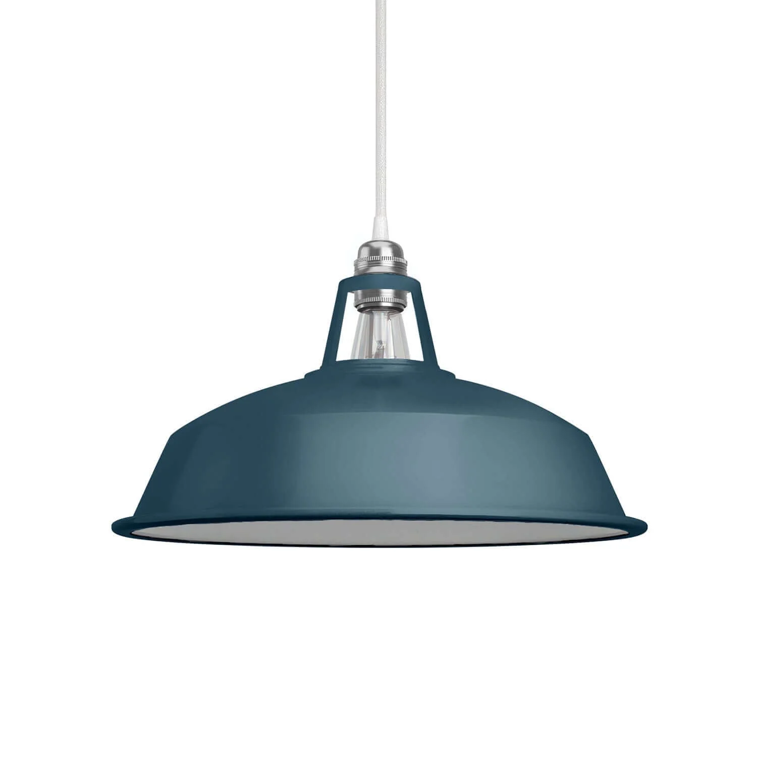 Lampenschirm Harbour aus emailliertem Metall mit E27-Fassung, Durchmesser 38 cm – Petrol