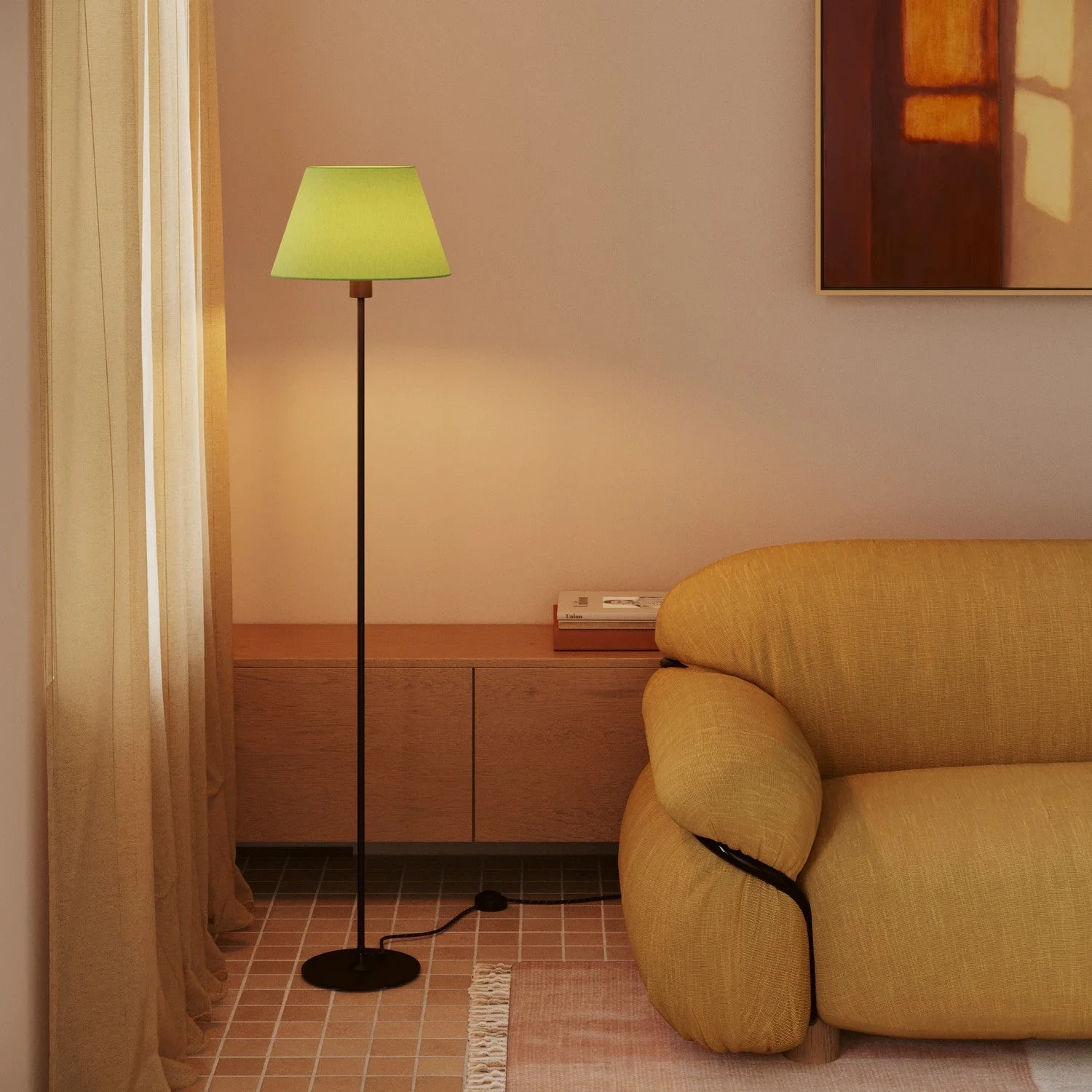 Impero M Schirm aus Stoff für Steh-Lampe mit E27-Anschluss – Made in Italy – Cinette Pistaziengrün - Image 2