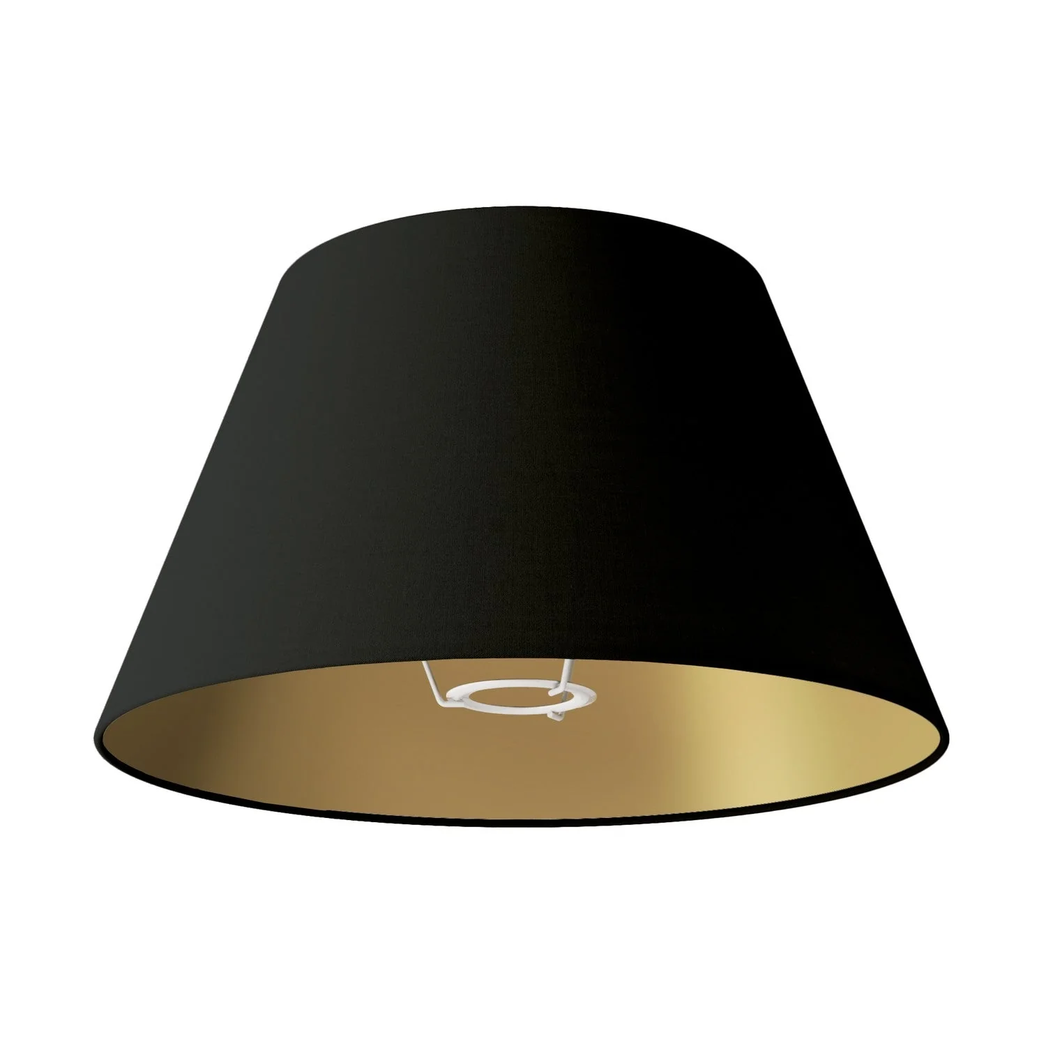 Impero M Lampenschirm aus Stoff für Tischleuchte oder Wandleuchte mit E27-Fassung – Made in Italy – Cinette Schwarz, Innen Gold
