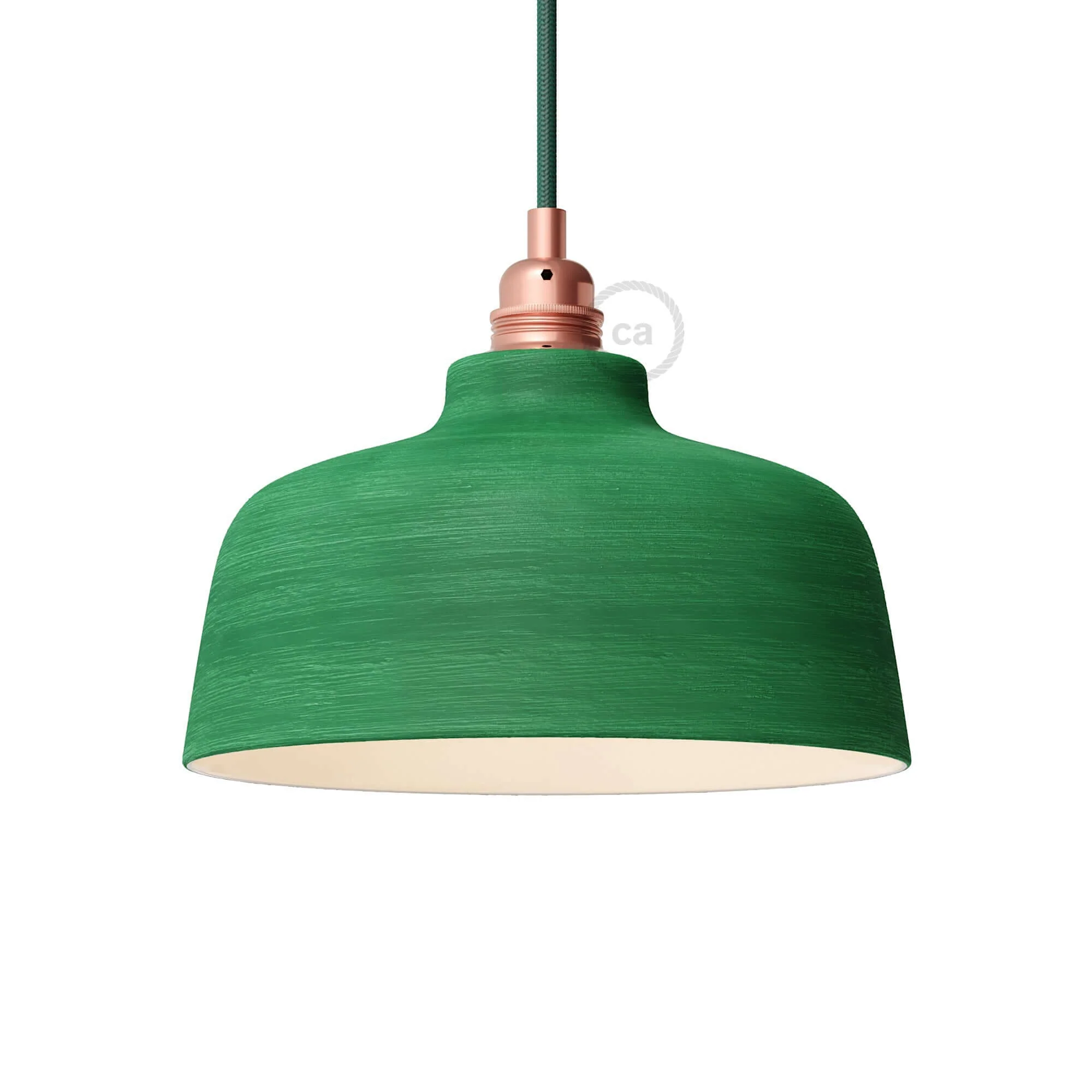 Coppa-Lampenschirm aus Keramik, Kollektion Materia – Made in Italy – Strukturiertes Evergreen