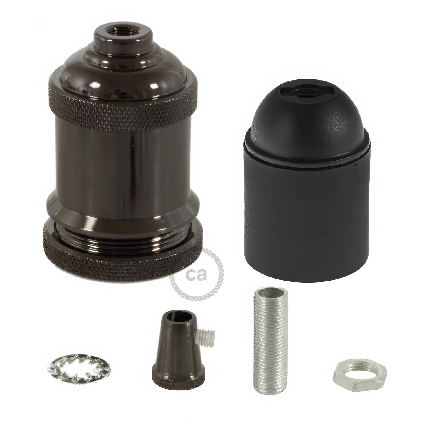 Kit Lampenfassungen E27 aus Aluminium Vintage - Perlschwarz - Image 2