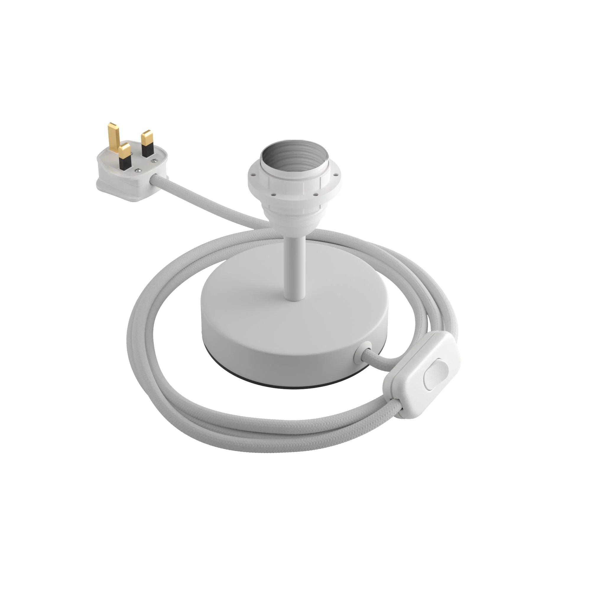 Alzaluce für Lampenschirm – Tischlampe aus Metall und UK-Stecker – Mattweiß