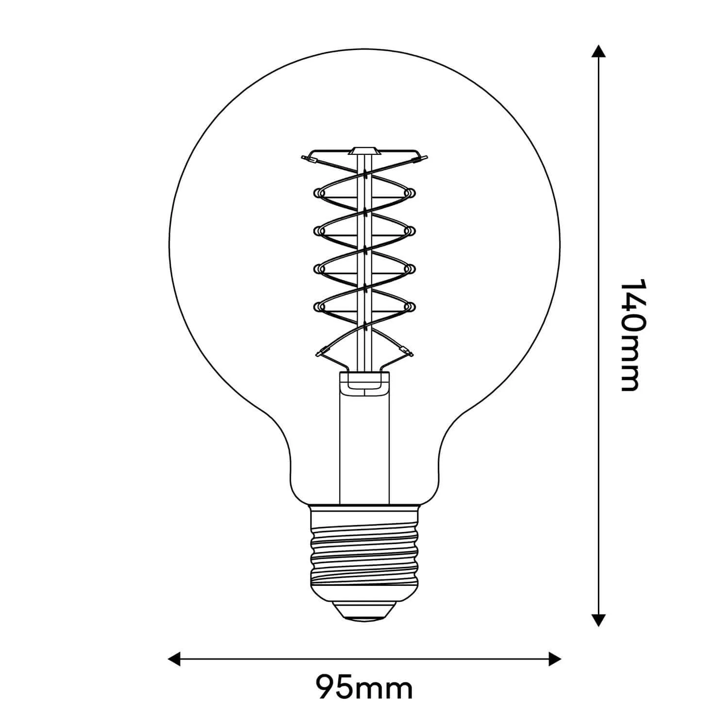 LED-Glühbirne Filament Weiß Globe G95 5,9W 500Lm E27 2700K Dimmbarkeit - W03 - Image 3