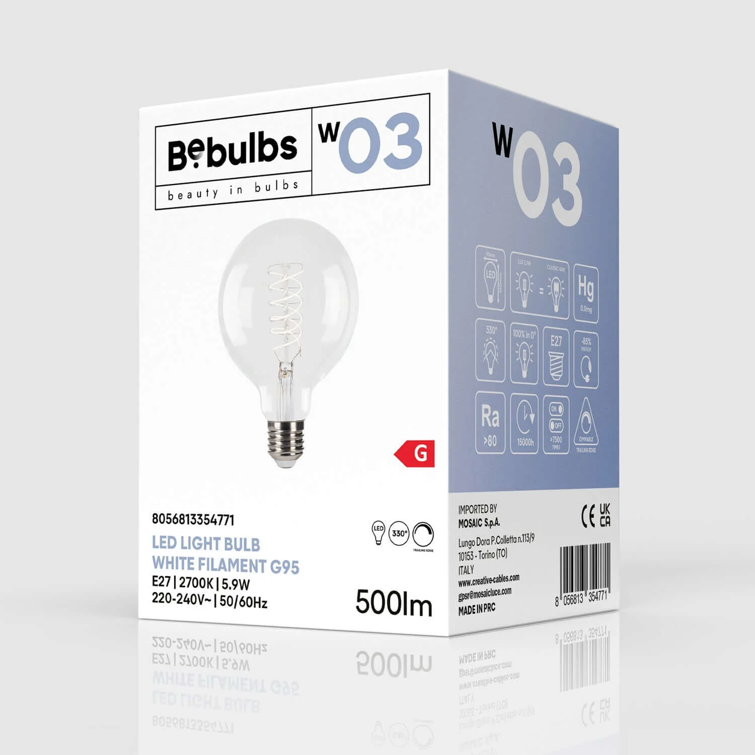 LED-Glühbirne Filament Weiß Globe G95 5,9W 500Lm E27 2700K Dimmbarkeit - W03 - Image 4