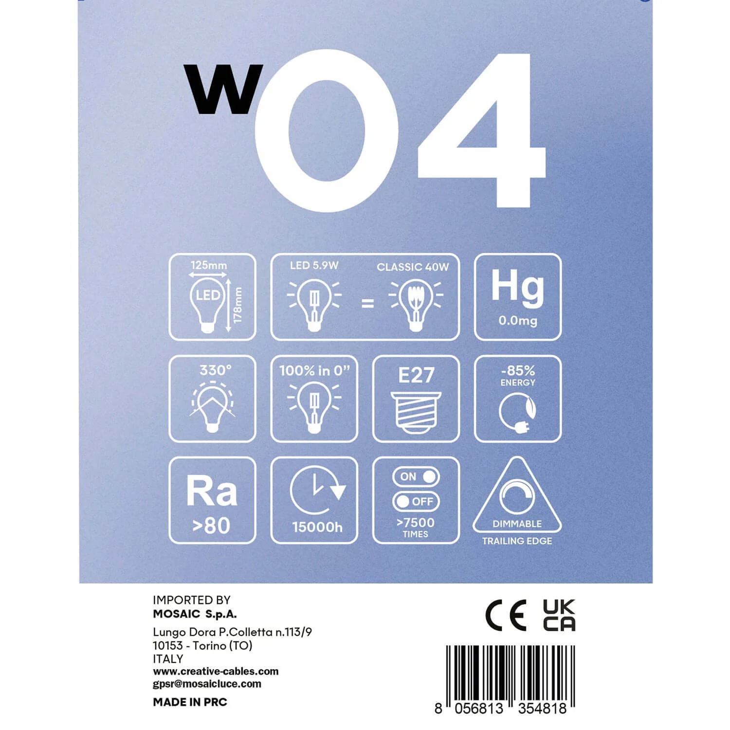 LED-Globe G125 weiß, 5,9W 500Lm E27 2700K dimmbar - W04 - Image 5