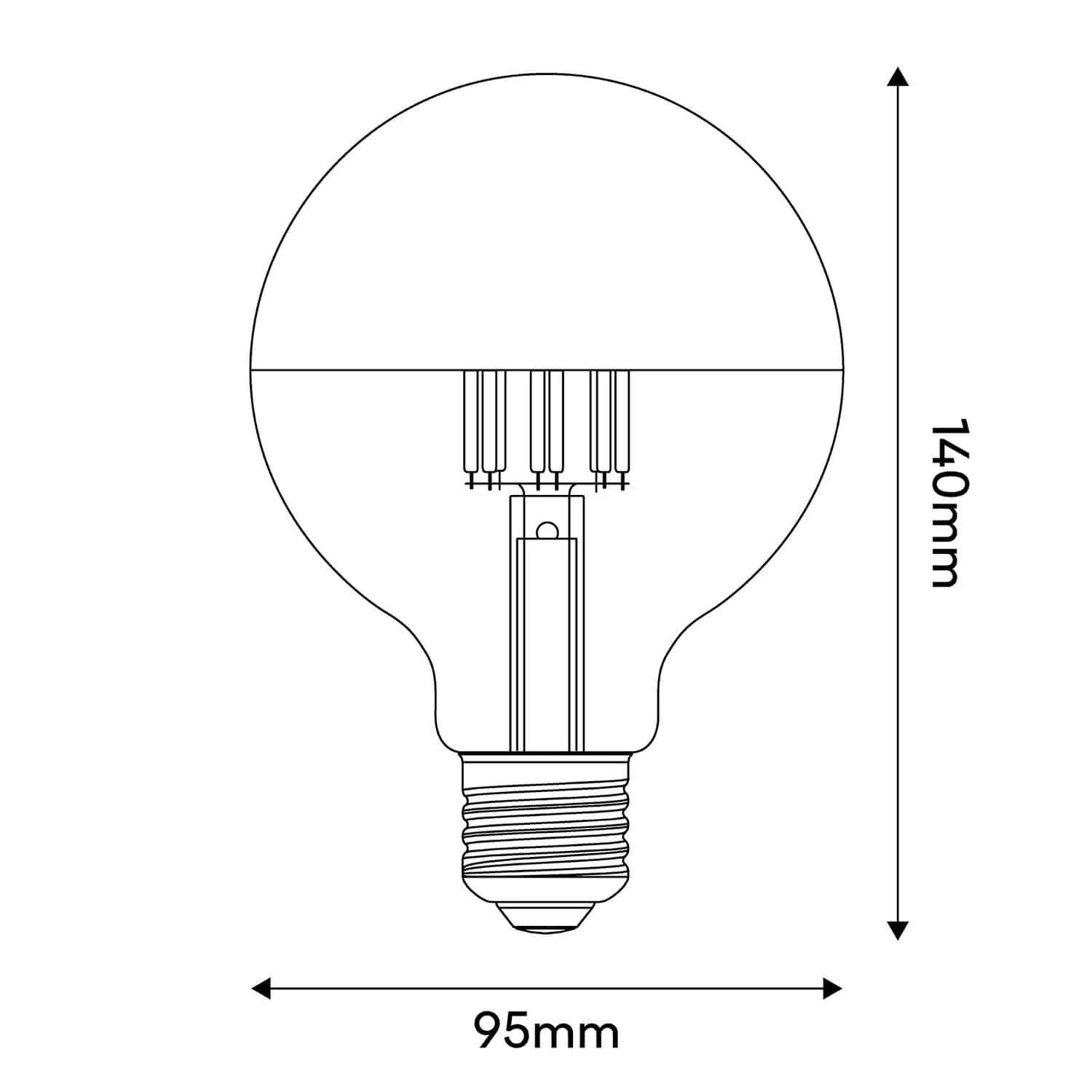 LED-Lampe Halbkugel Gold Globe G95 7W 650Lm E27 2700K dimmbar – A14 - Image 3