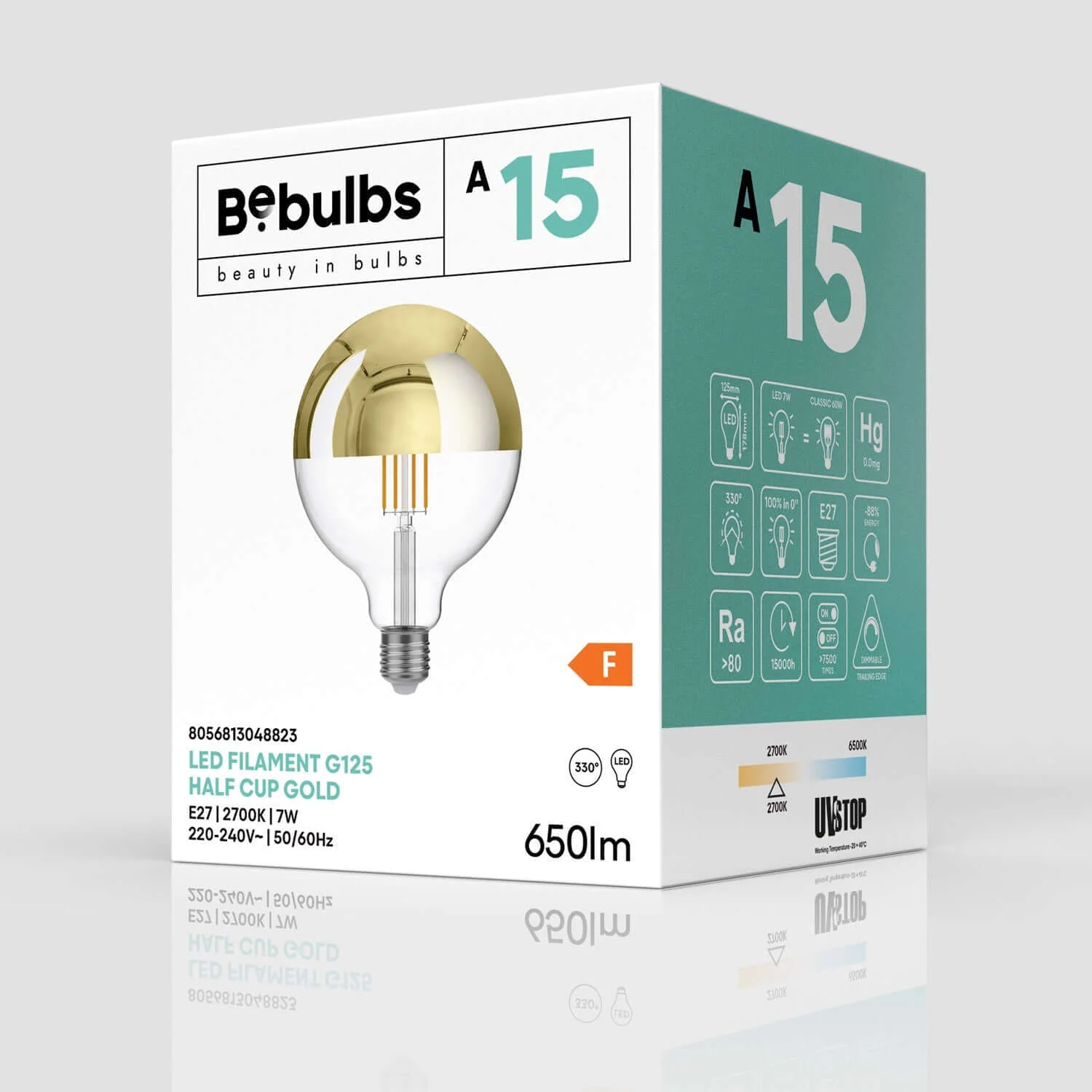 LED-Leuchtmittel Halbkugel Gold Globe G125 7W 650Lm E27 2700K Dimmbarkeit – A15 - Image 4