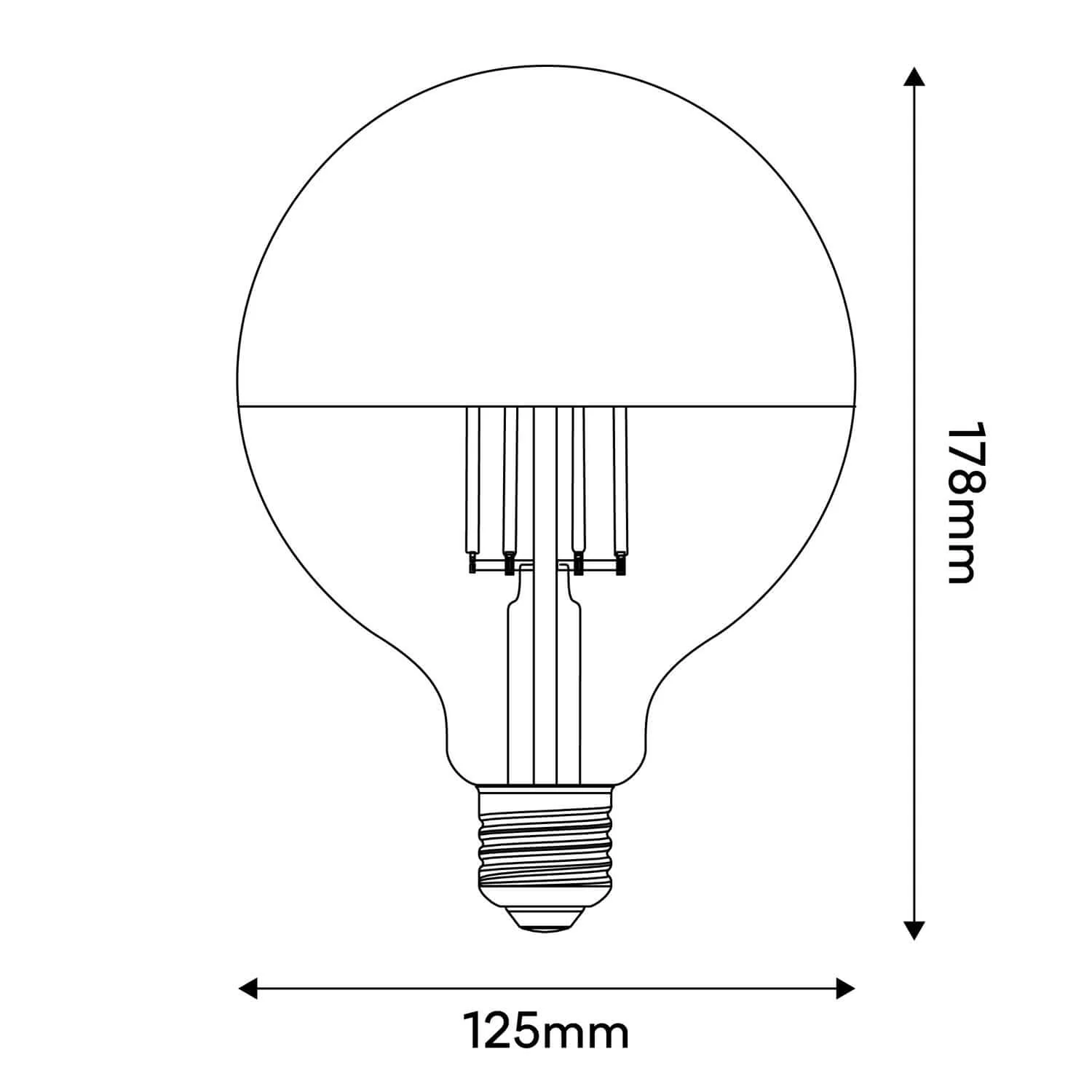 Halbrunde LED-Glühlampe Silber Globe G125 7W 650Lm E27 2700K dimmbar – A05 - Image 3