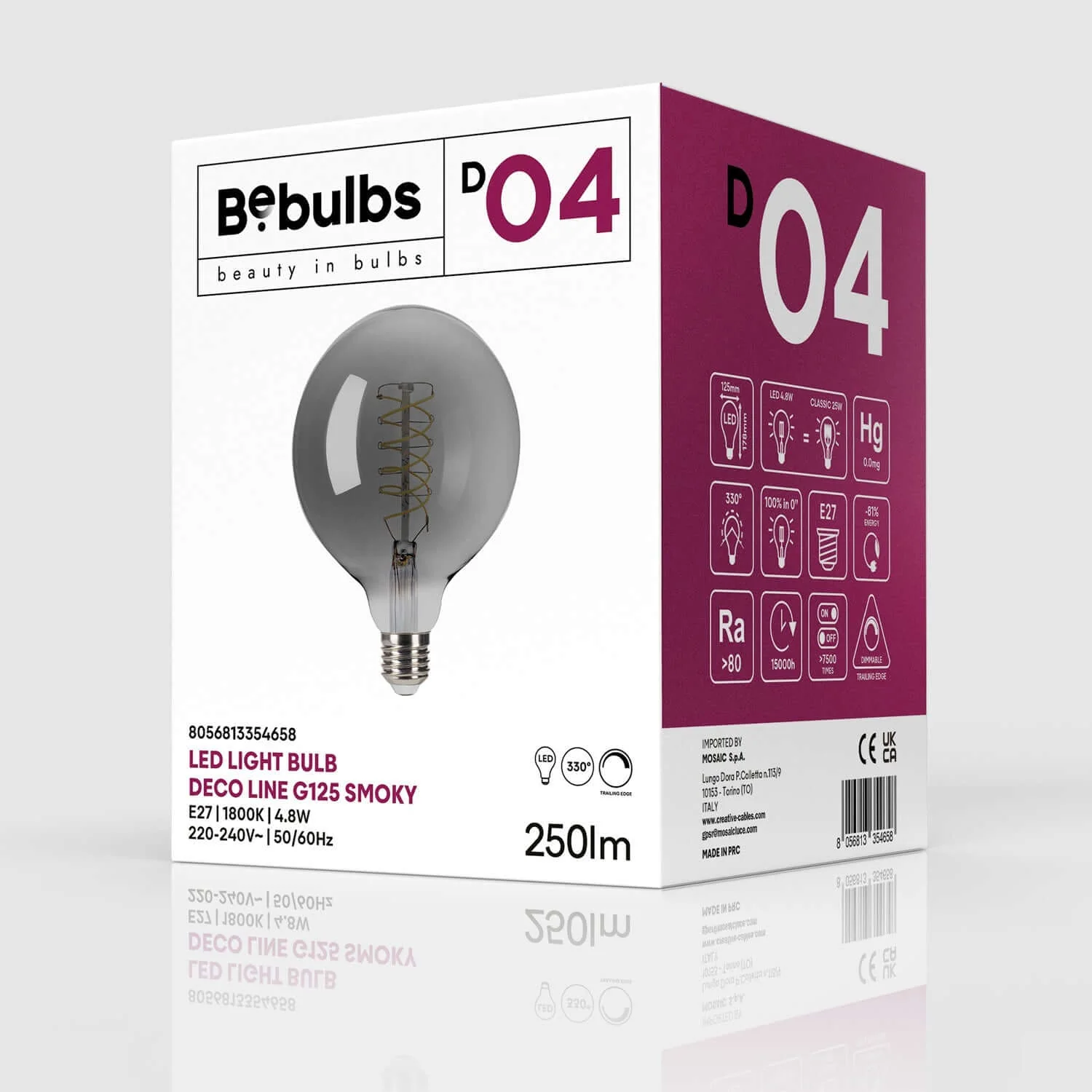 LED-Globe Smoky G125 4,8W 250Lm E27 1800K dimmbar – D04 - Image 4