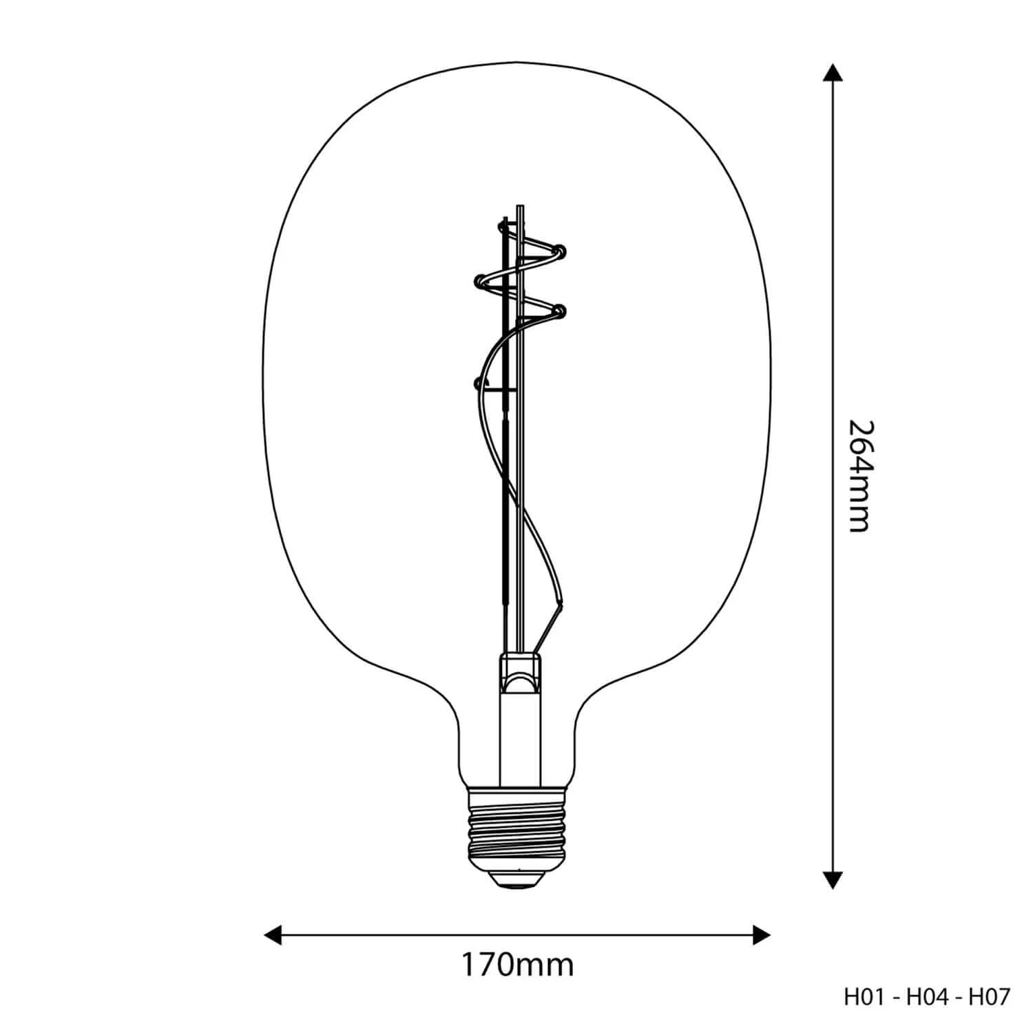 LED-Leuchtmittel Transparent Oval 170 11W 1210Lm E27 2700K Dimmbarkeit – H01 - Image 3