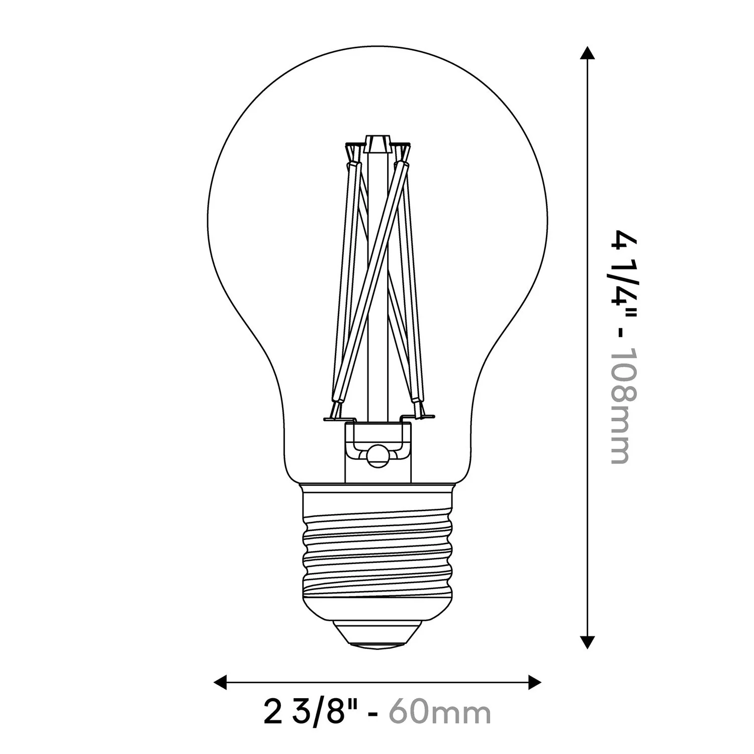LED-Glühbirne Cross Filament A19 8.8W 720Lm E26 120V 2200K Dimmbar - X02 - Image 3