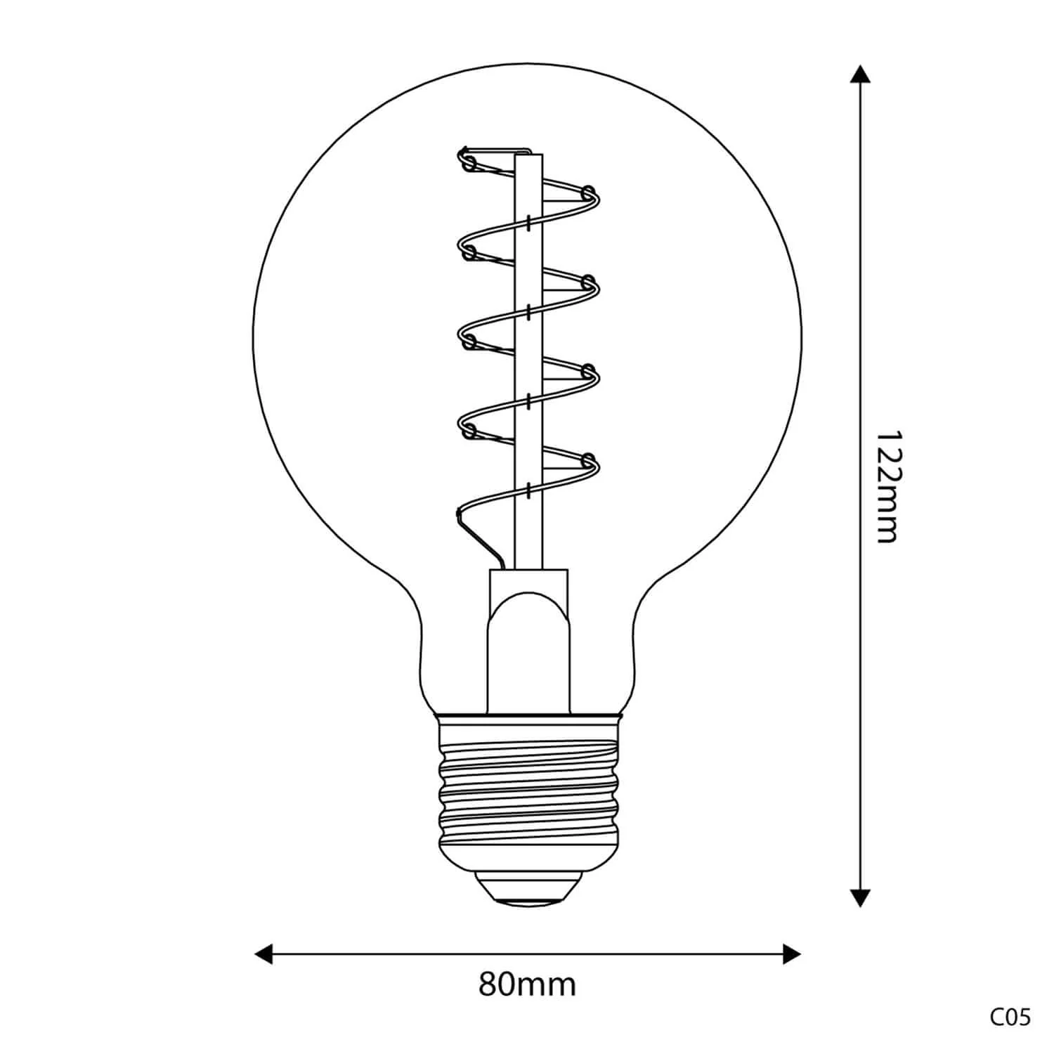 LED-Glühbirne Gold Carbon Line mit Spiral-Filament Globus G80 4W 250Lm E27 1800K dimmbar - C05 - Image 3