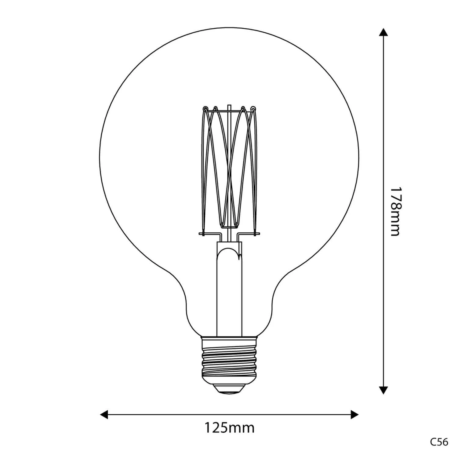 LED-Lampe Gold Carbon Line Vertikalfaden Globo G125 7W 640Lm E27 2700K Dimmbar – C56 - Image 3
