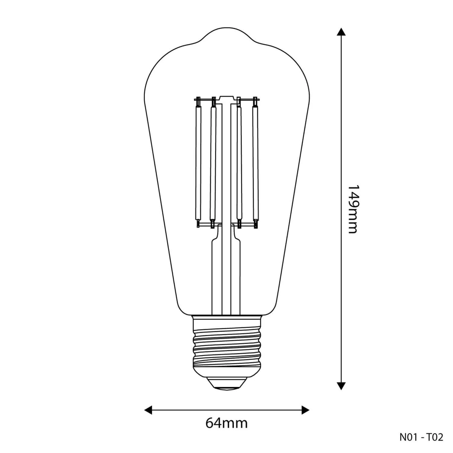 LED-Lampe Transparent Edison ST64 7W 806Lm E27 3500K Dimmbar – N02 - Image 3