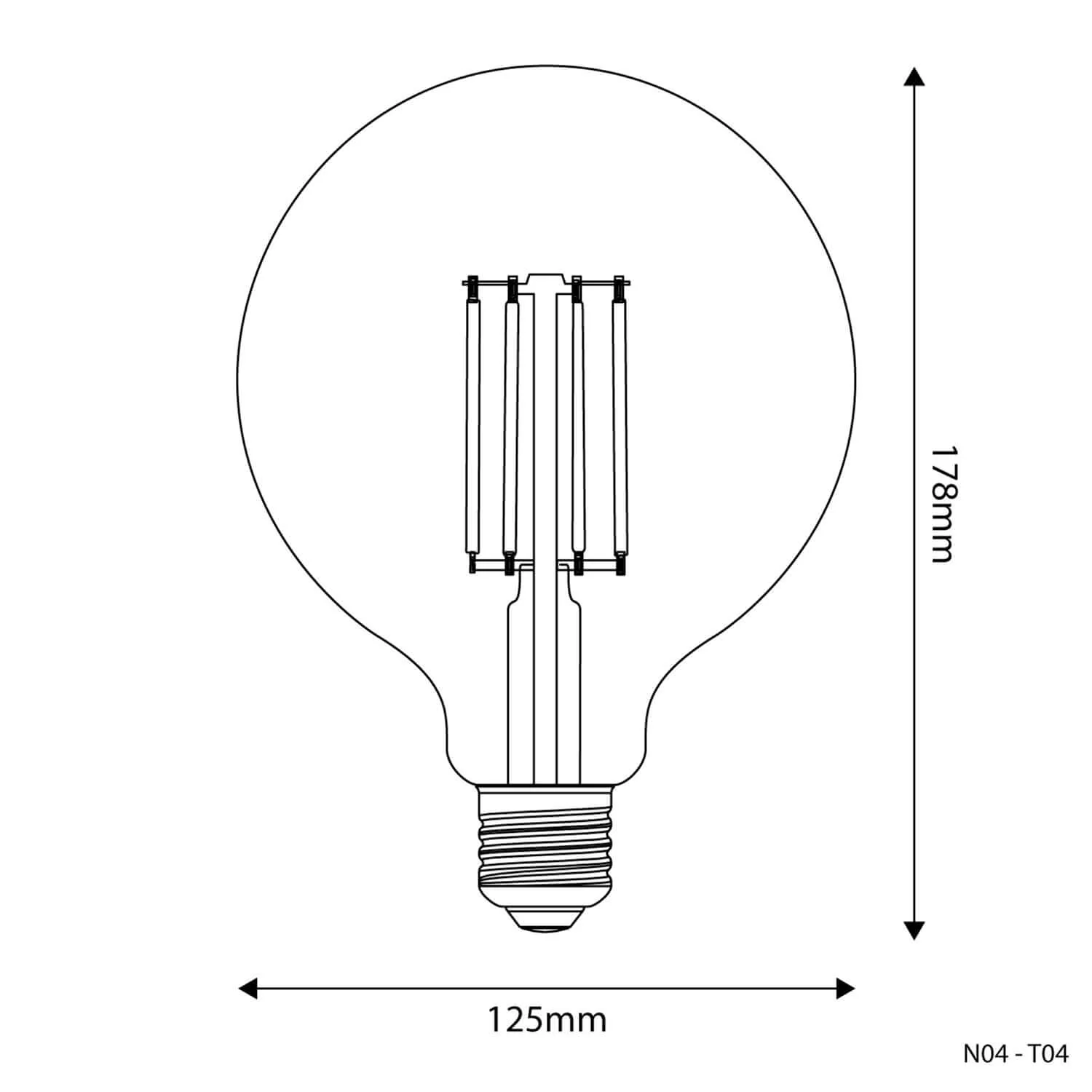 LED-Glühbirne Transparent Globe G125 7W 806Lm E27 2700K dimmbar – T04 - Image 3
