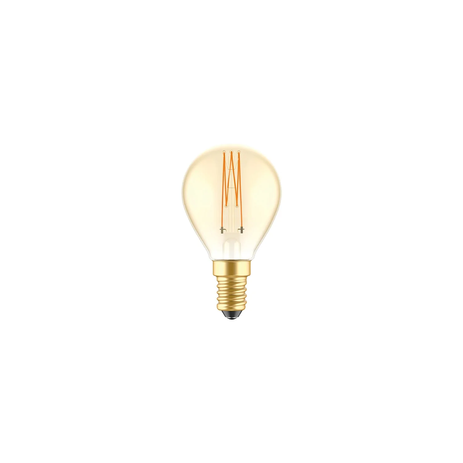 LED-Glühbirne Gold Carbon Line mit vertikalem Glühfaden, Mini-Globus G45 3,4W 300Lm E14 2700K Dimmbaar – C52