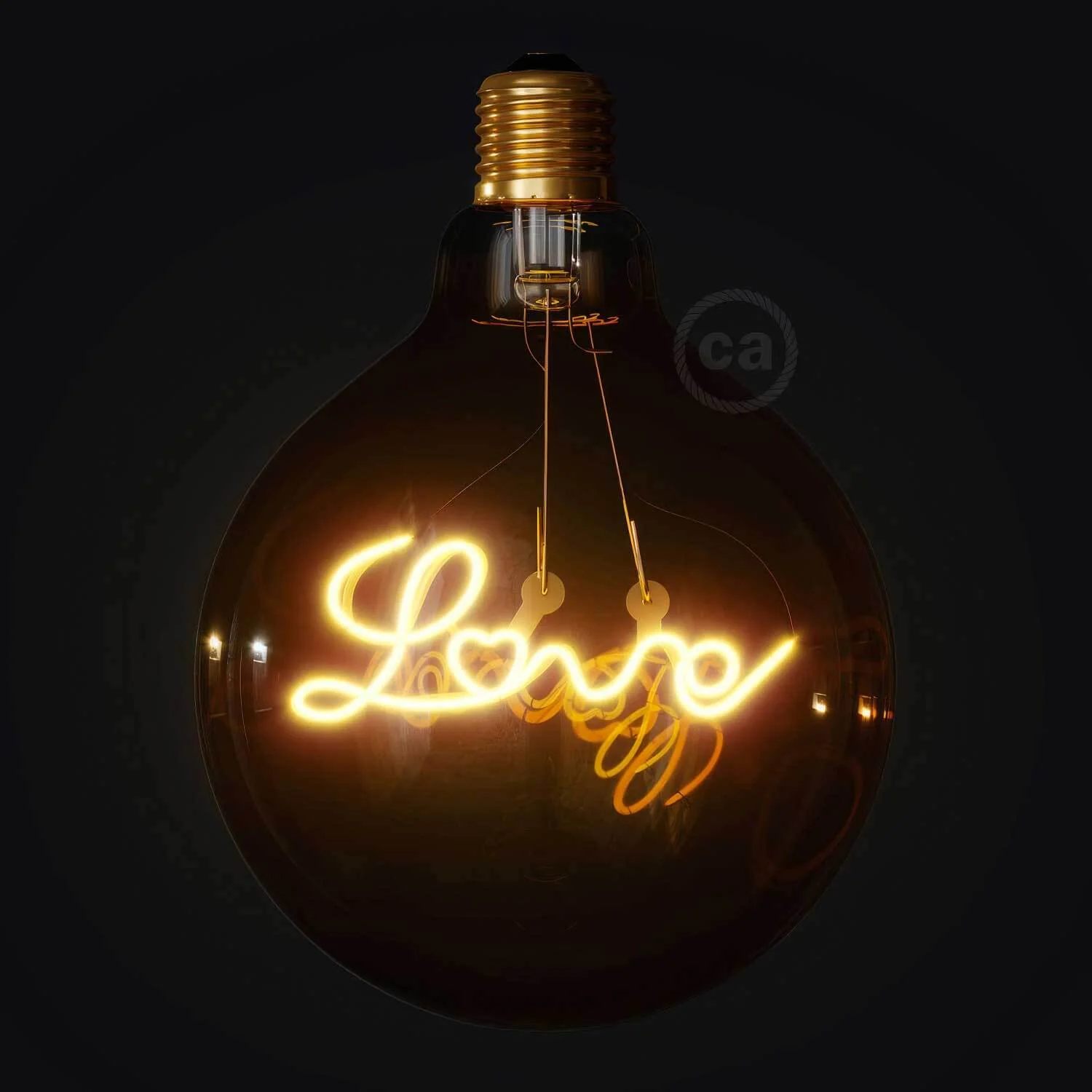 Goldene LED-Glühbirne für Hängeleuchte Globo G125 mit einzelnem „Love“-Filament, 4,5W 250Lm E27 1800K dimmbar - Image 2