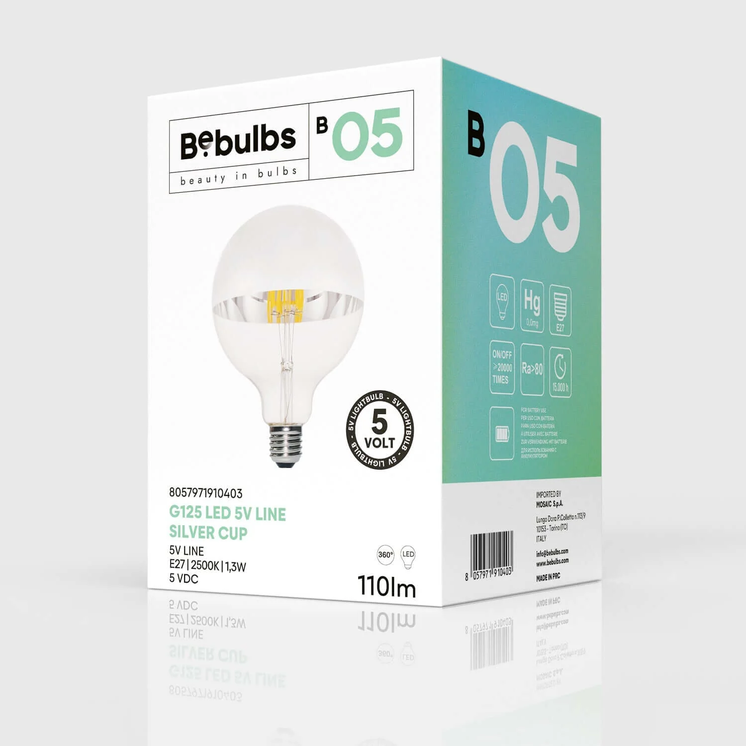LED-Glühbirne Halbkugel Silber Linea 5V kurzer Filament Globo G125 1,3 W 110 Lm E27 2500 K dimmbar – B05 - Image 4
