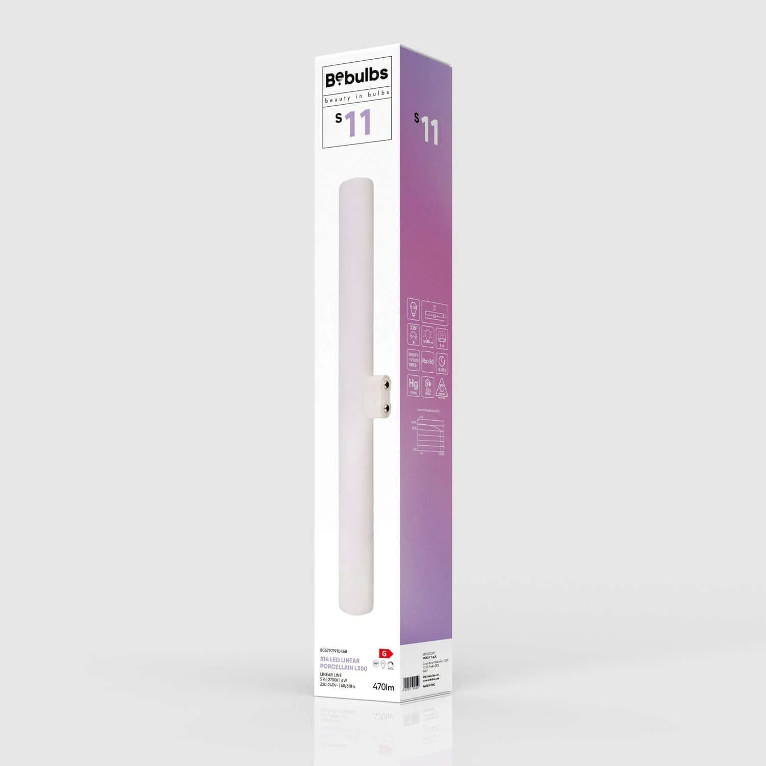 LED-Lampe mit Porzellan-Effekt CRI 90 Linear S14d – Länge 300 mm 6W 470Lm 2700K Dimmbarkeit – S11. - Image 5