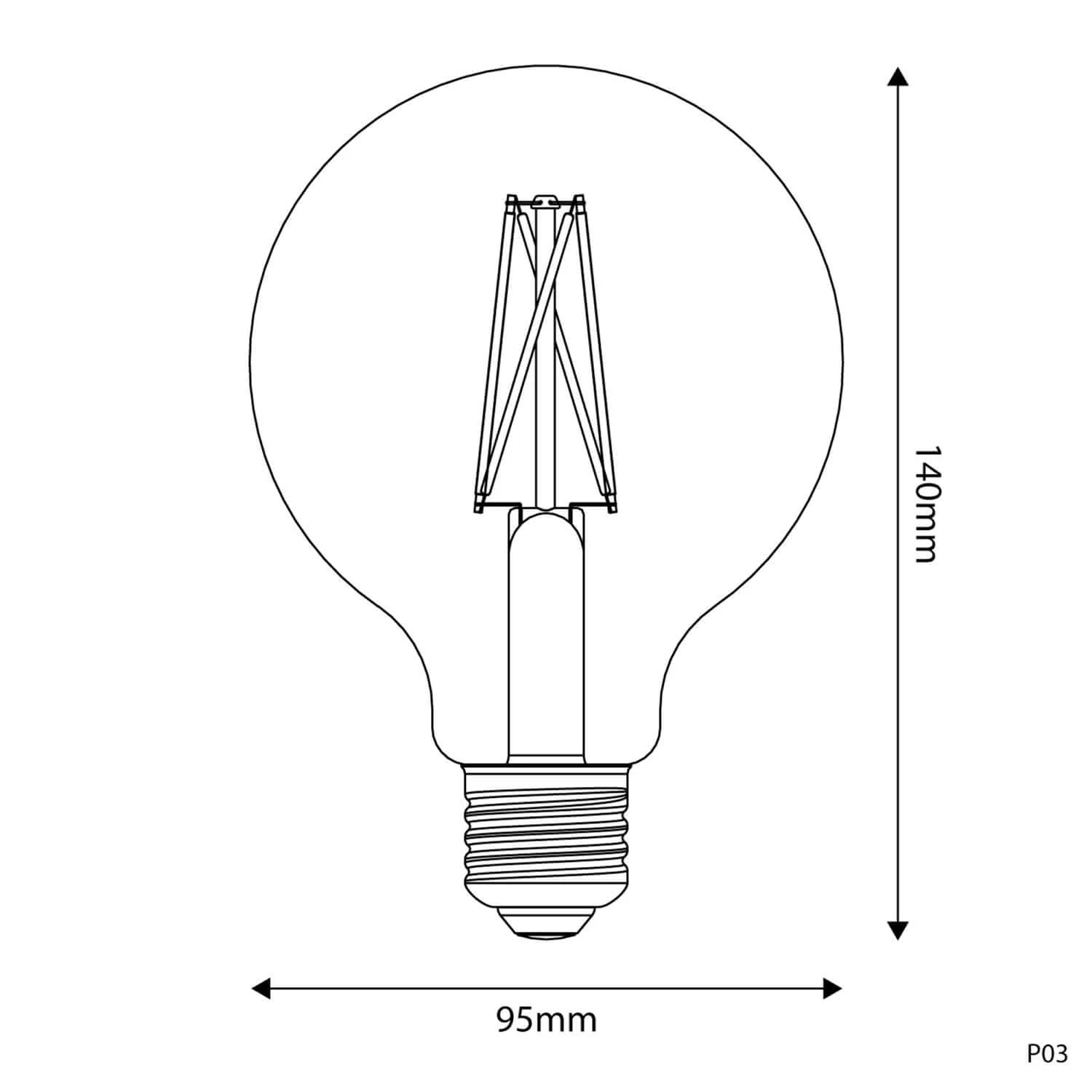 LED-Lampe Porzellan-Effekt CRI 95 G95 7W 640Lm E27 2700K Dimmerbar – P03 - Image 3