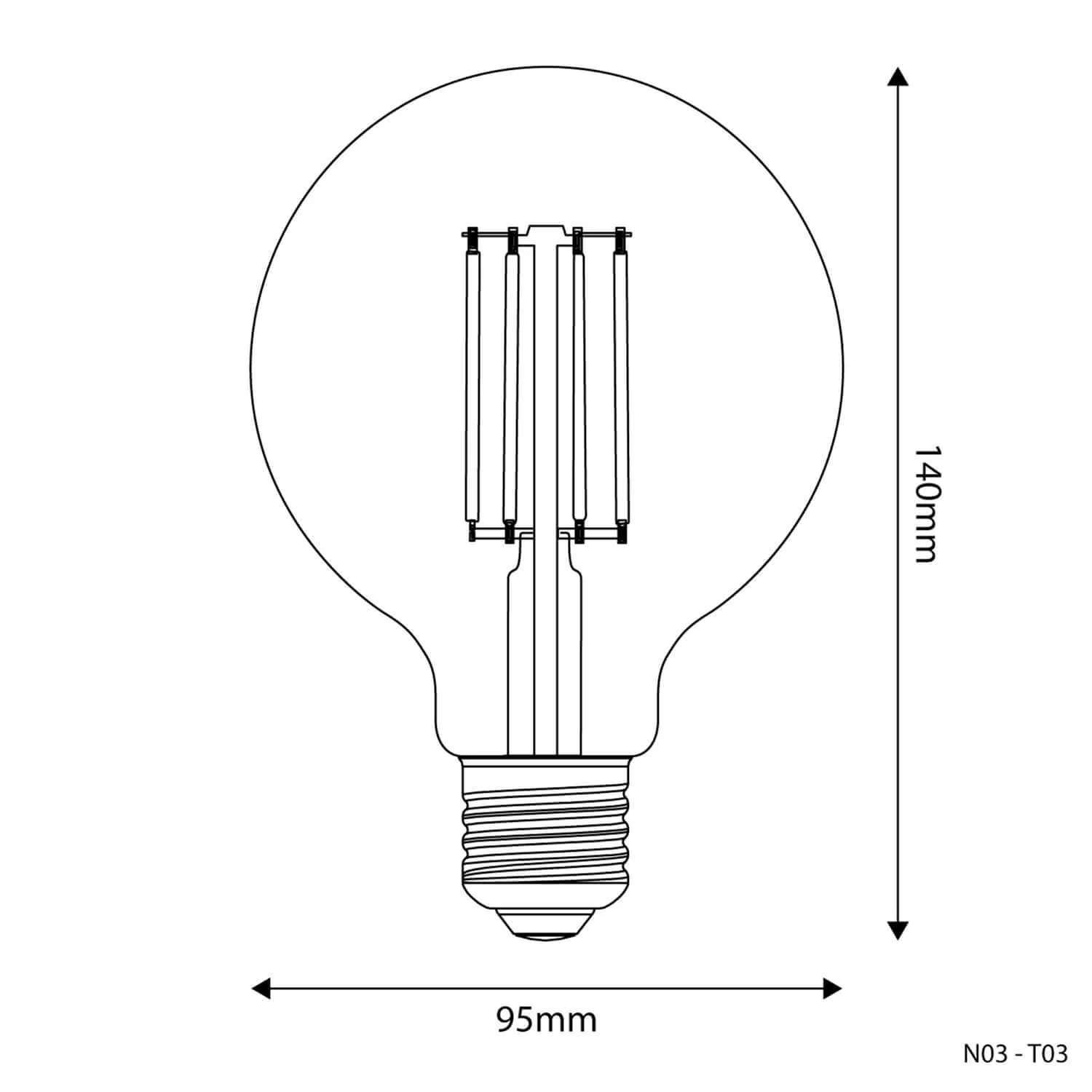 Transparente LED-Glühlampe G95 7W 806Lm E27 3500K dimmbar – N03 - Image 3