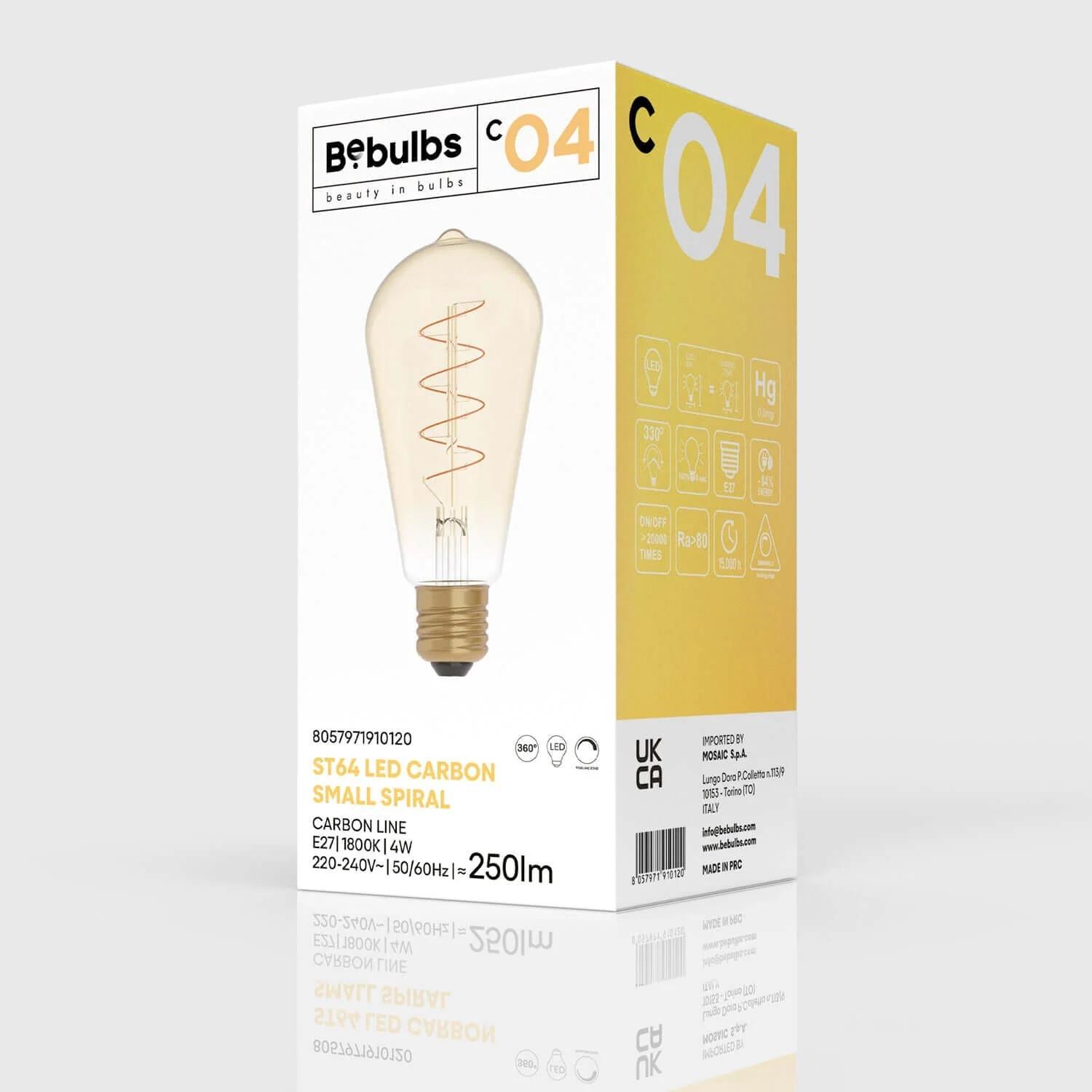 LED-Lampe Gold Carbon Line Spiralfaden Edison ST64 4W 250Lm E27 1800K Dimmbarkeit – C04 - Image 4