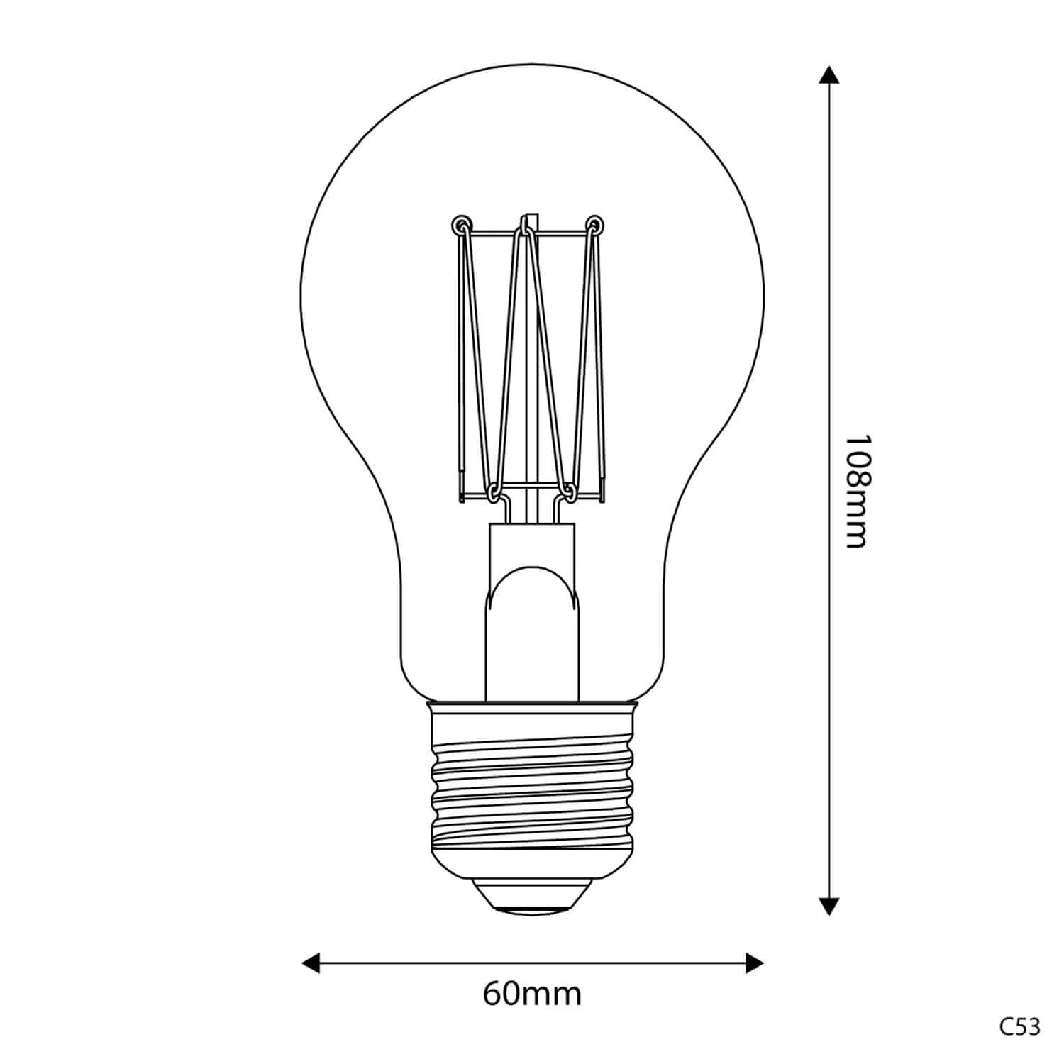 LED-Lampe Gold Carbon Line vertikales Filament Tropfen A60 7W 640Lm E27 2700K Dimmbar – C53 - Image 3