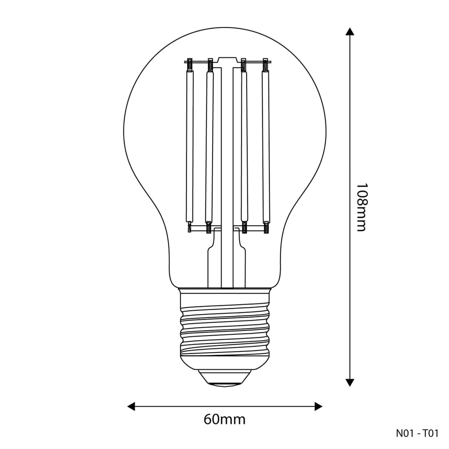 LED-Leuchtmittel Transparent Tropfen A60 7W 806Lm E27 2700K dimmbar – T01 - Image 3