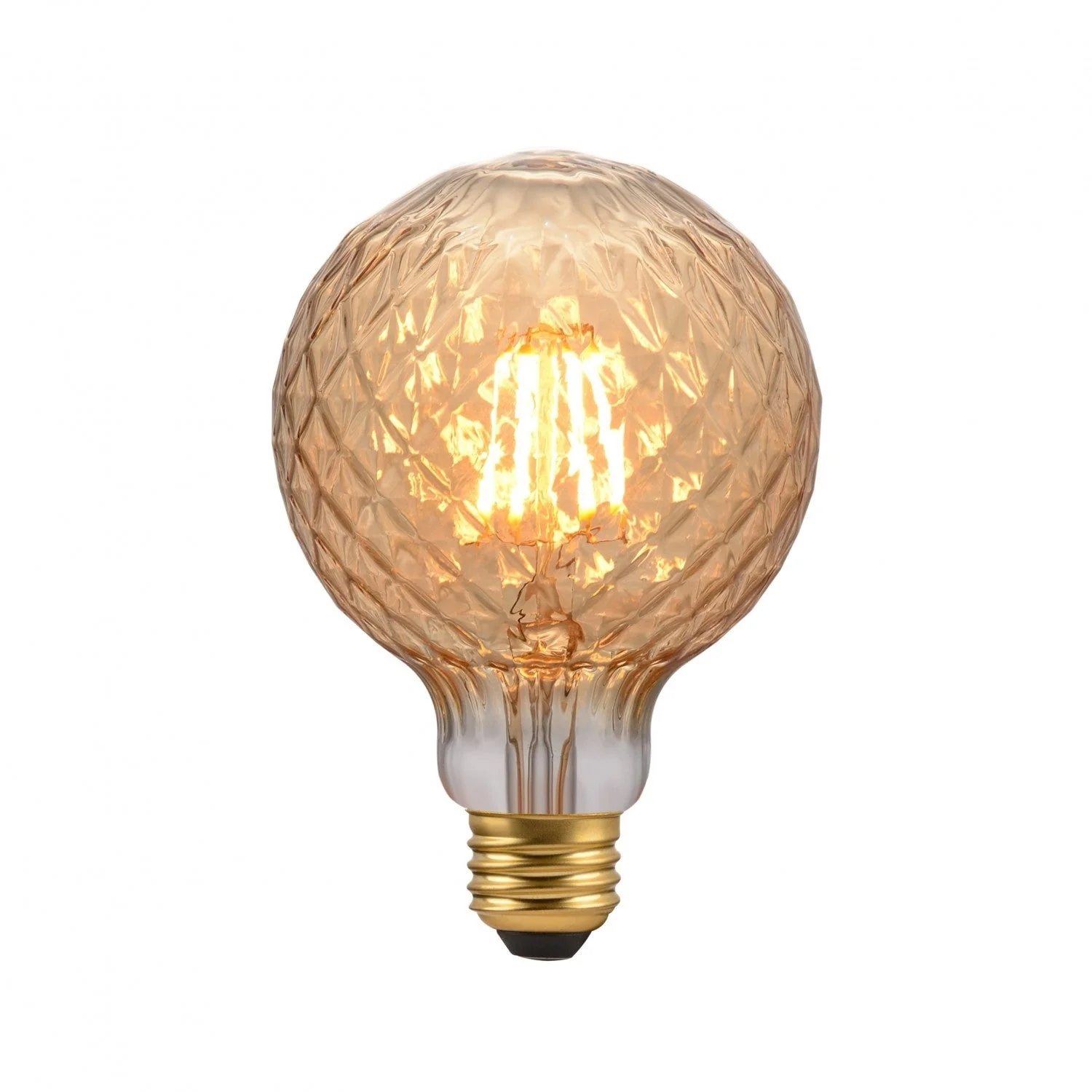 LED Light Bulb Amber Cut Glass G30 6W 400Lm E26 2200K - Cut 30A