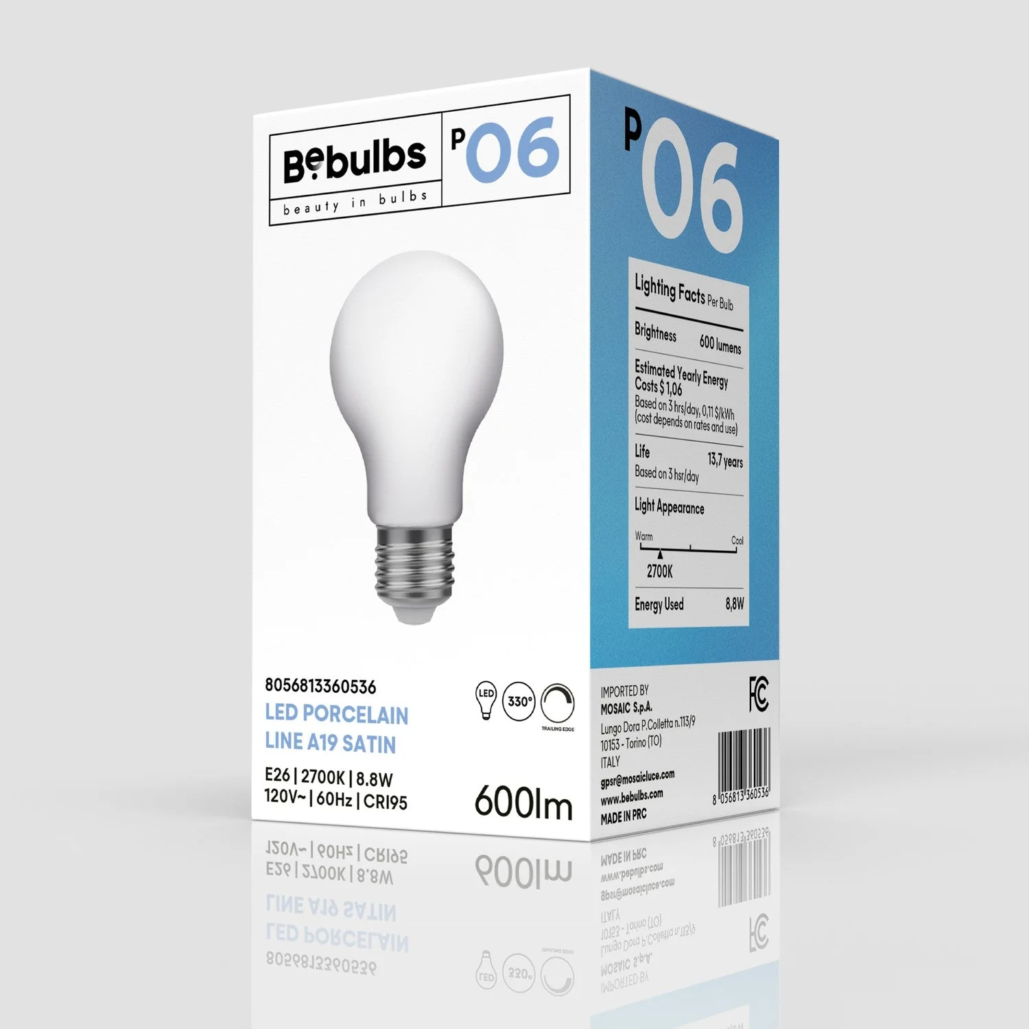 LED-Glühbirne mit Porzellan-Effekt CRI 95 A19 8,8W 600 lm E26 120V 2700K dimmbar - P06 - Image 4