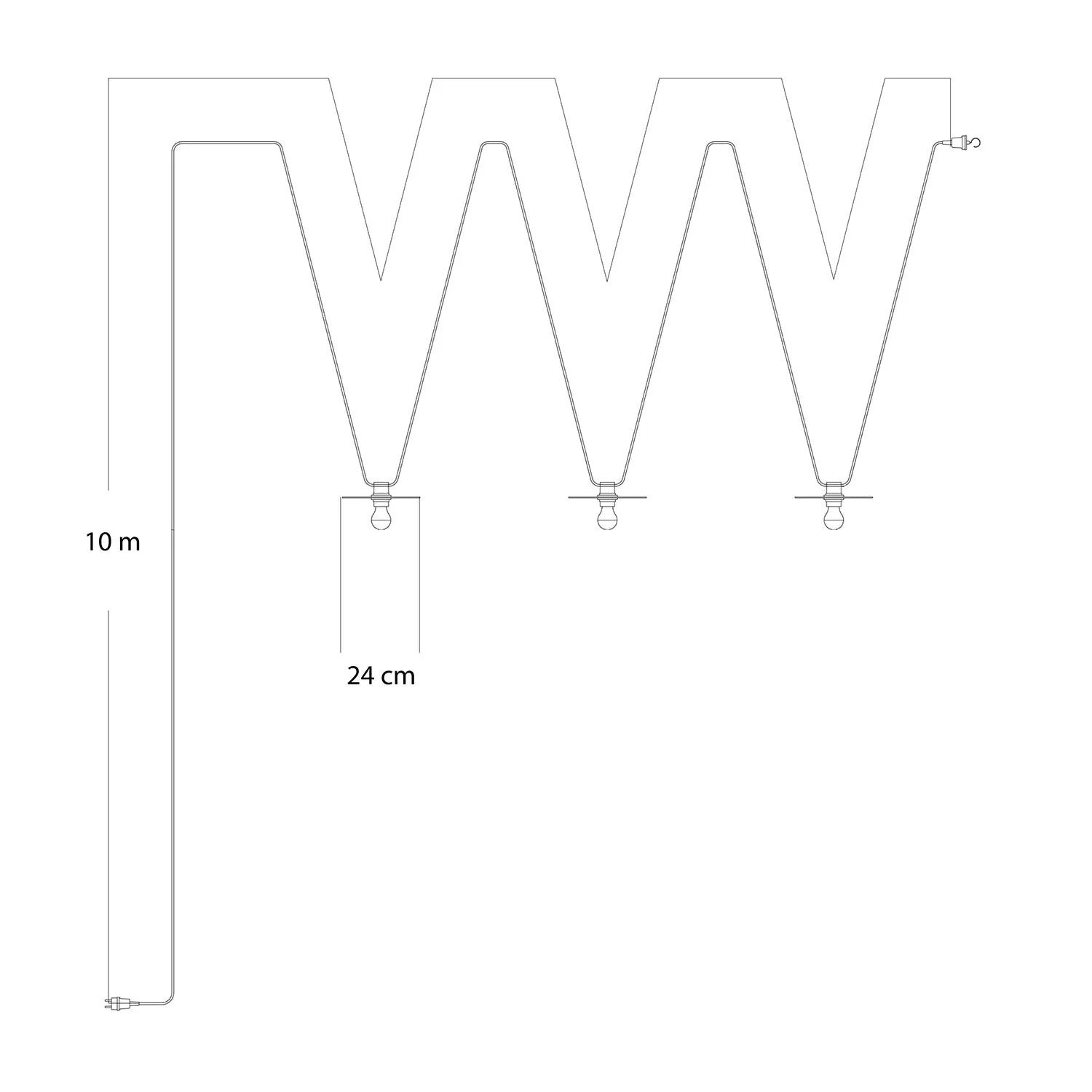 Lichterkette System Lumet 'Maioliche' 10 m mit Textilkabel, 3 Fassungen und blauen Schirmen, Haken und schwarzer Stecker - Image 5