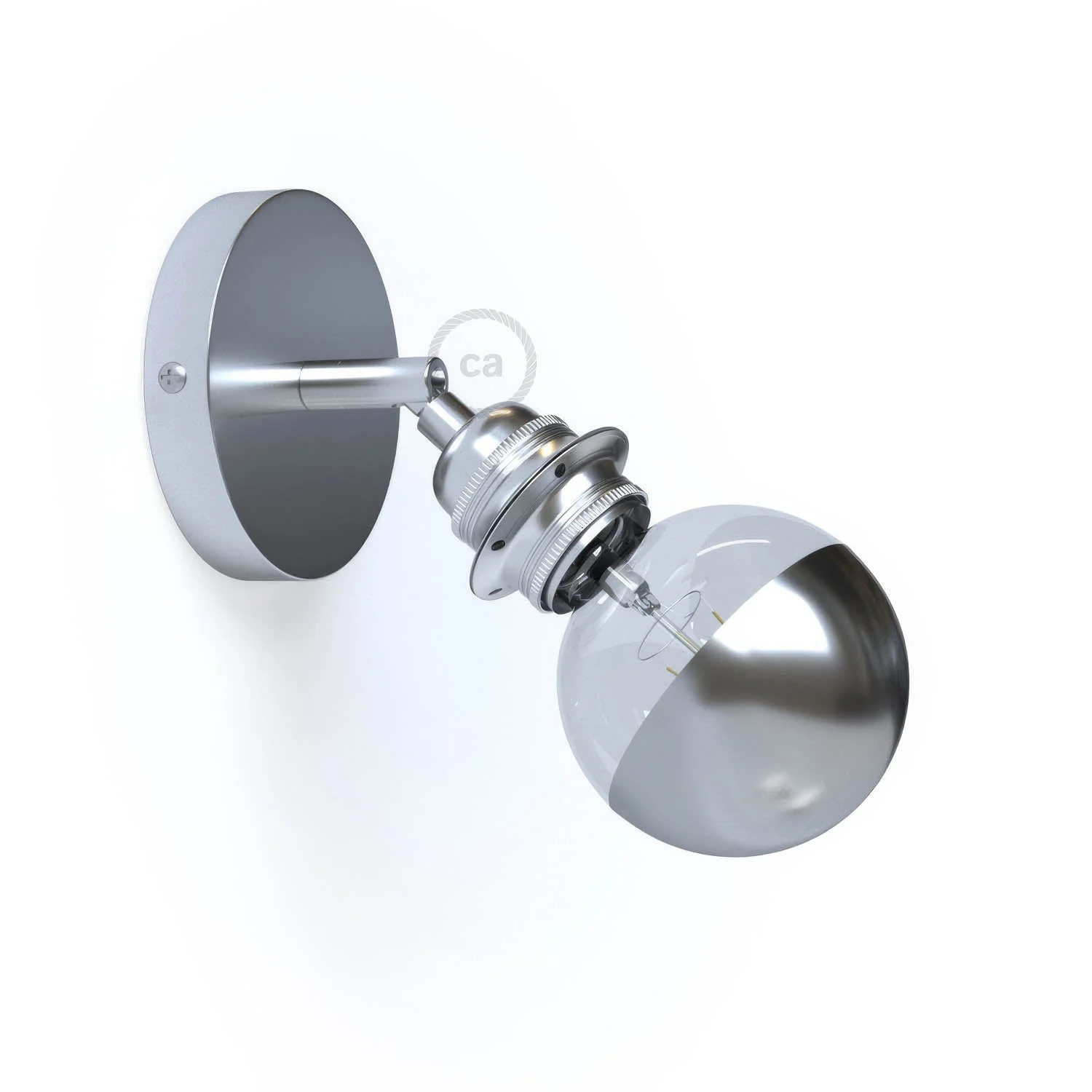 Fermaluce Metall 90° mit Gewinde-E27-Fassung, schwenkbarer Lichtpunkt aus Metall – Chrom