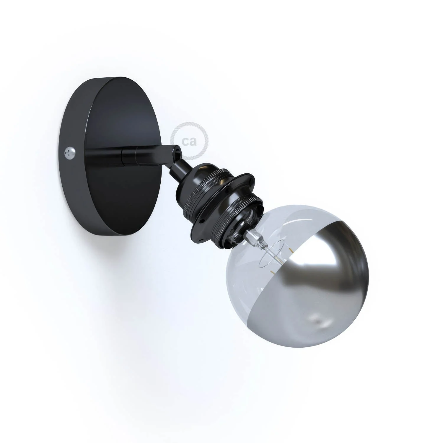 Fermaluce Metall 90° mit E27-Gewindefassung – verstellbare Lichtquelle aus Metall – Schwarz Perla