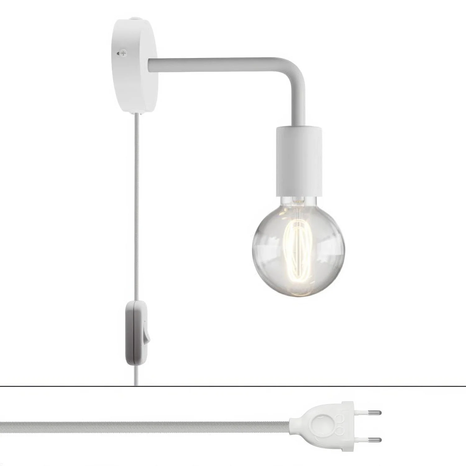 Spostaluce Lampe aus Metall mit gebogener Verlängerung - Weiß