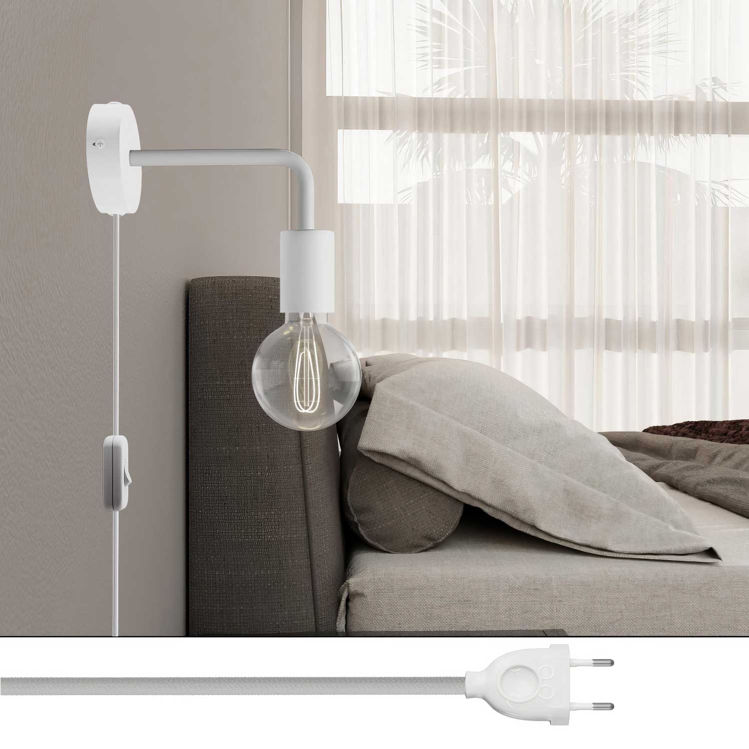 Spostaluce Lampe aus Metall mit gebogener Verlängerung - Weiß - Image 2