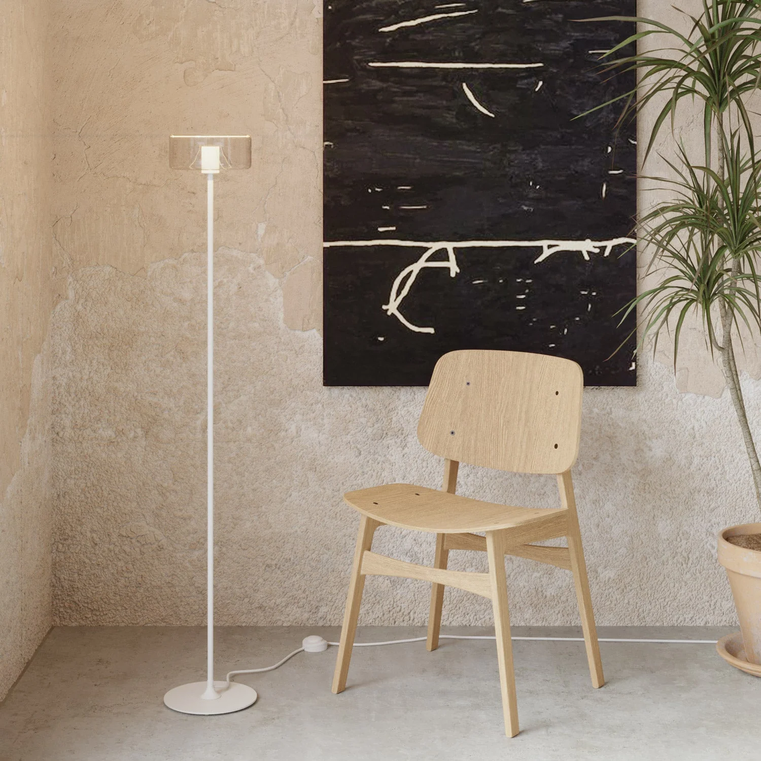 MAG-Y Stehleuchte mit rundem Metallfuß und Ghost LED-Leuchtmittel – Mattweiß - Image 2