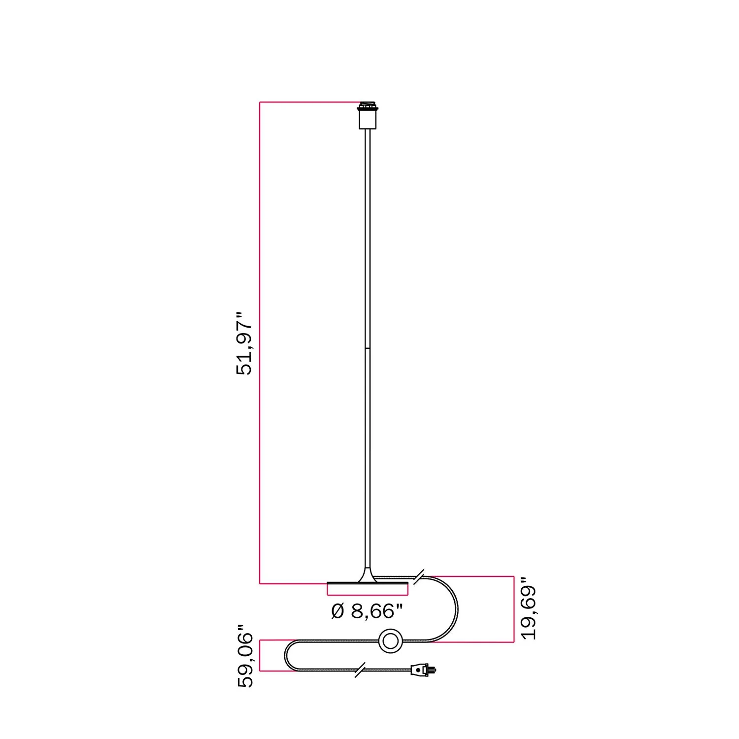 MAG-Y Stehleuchte mit rundem Metallfuß und Fassung für Lampenschirm – Schwarz - Image 5