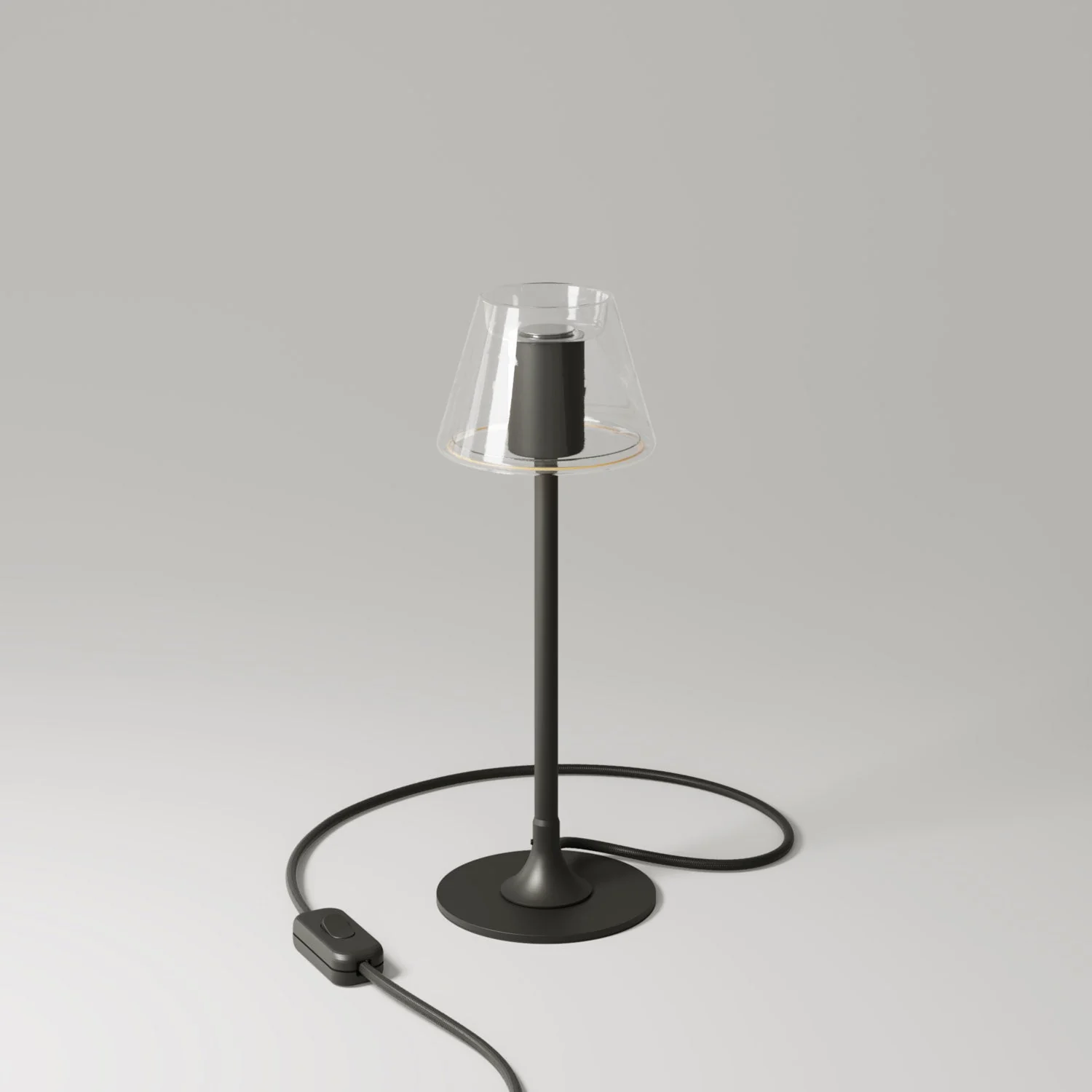 MAG-Y Tischlampe mit rundem Metallfuß und transparenter Ghost Mini Cone Glühbirne – Schwarz - Image 3