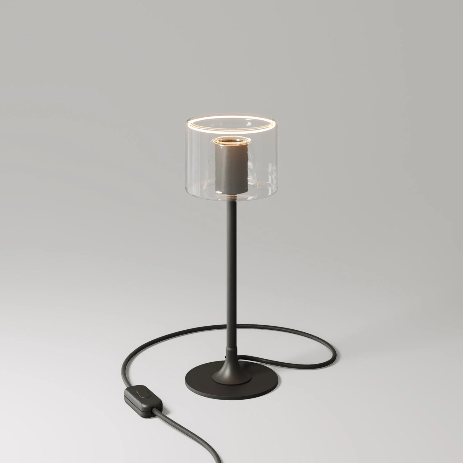 MAG-Y Tischlampe mit runder Metallbasis und klarer Ghost G03-Glühbirne – Schwarz