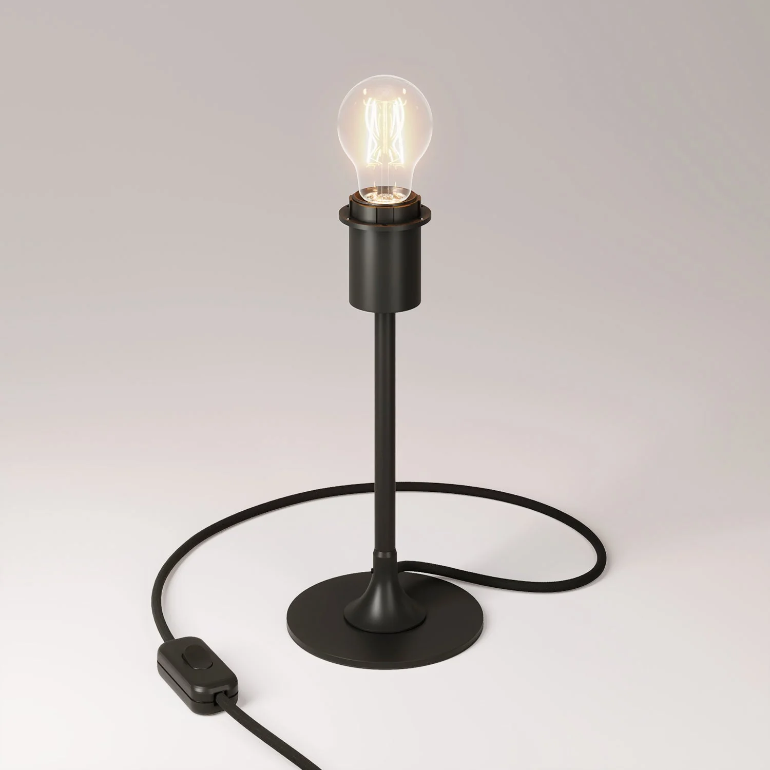 MAG-Y-Tischleuchte mit runder Metallbasis, Vorrichtung für Lampenschirm und UK-Stecker – Schwarz