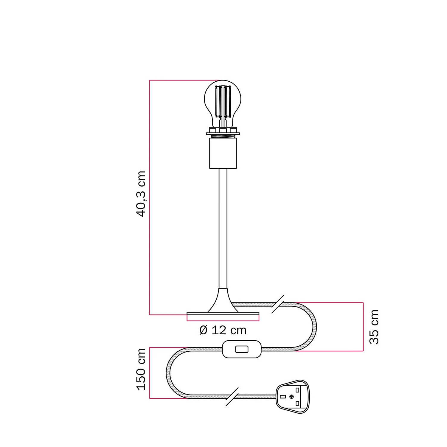 MAG-Y-Tischleuchte mit runder Metallbasis, Vorrichtung für Lampenschirm und UK-Stecker – Schwarz - Image 4