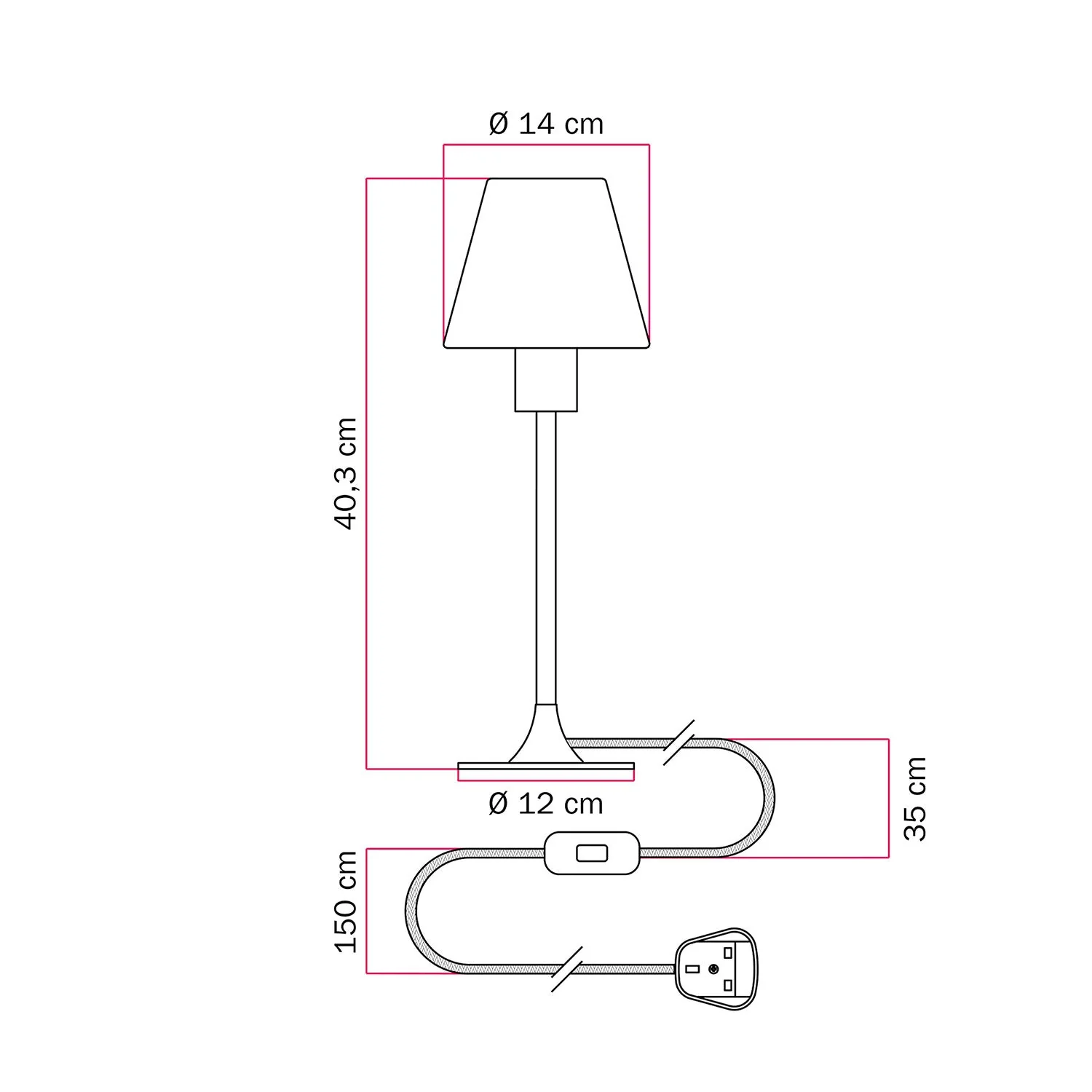 MAG-Y Tischleuchte mit runder Metallbasis, Lampenschirm und UK-Stecker – Schwarz - Image 5