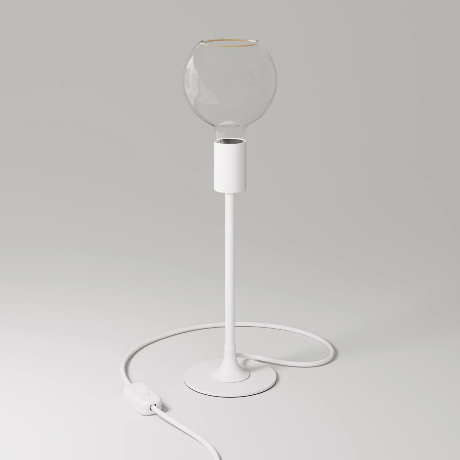 MAG-Y Tischlampe mit runder Metallbasis und klarer Ghost G05-Glühbirne - Mattweiß - Image 3