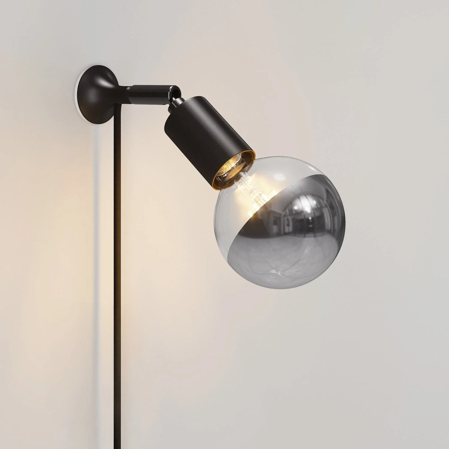 MAG-Y Wandleuchte mit Gelenk und Metalldom-Leuchtmittel - Schwarz