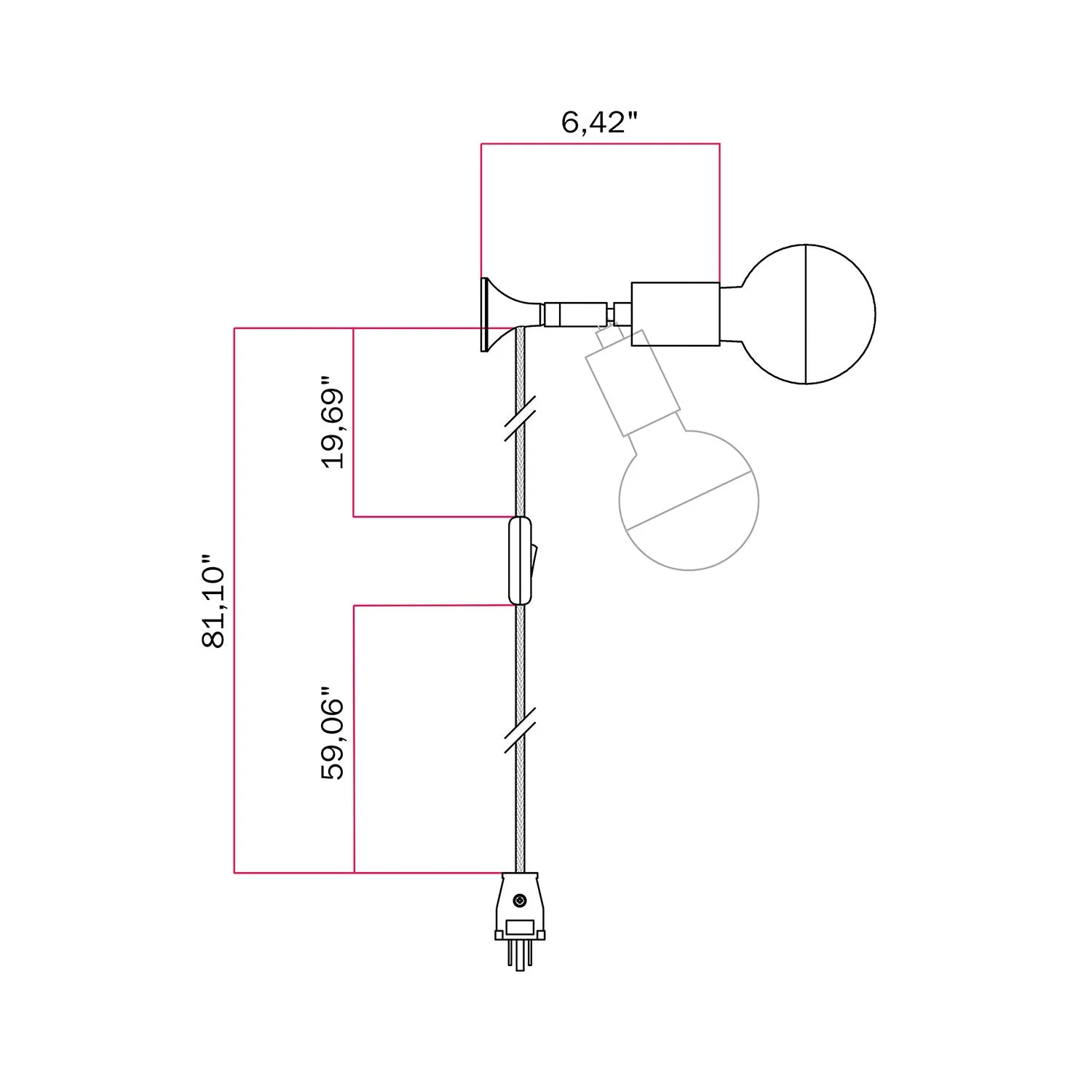 MAG-Y Wandleuchte mit Gelenk und Metall-Kuppelleuchtmittel – Gebürstete Bronze - Image 6