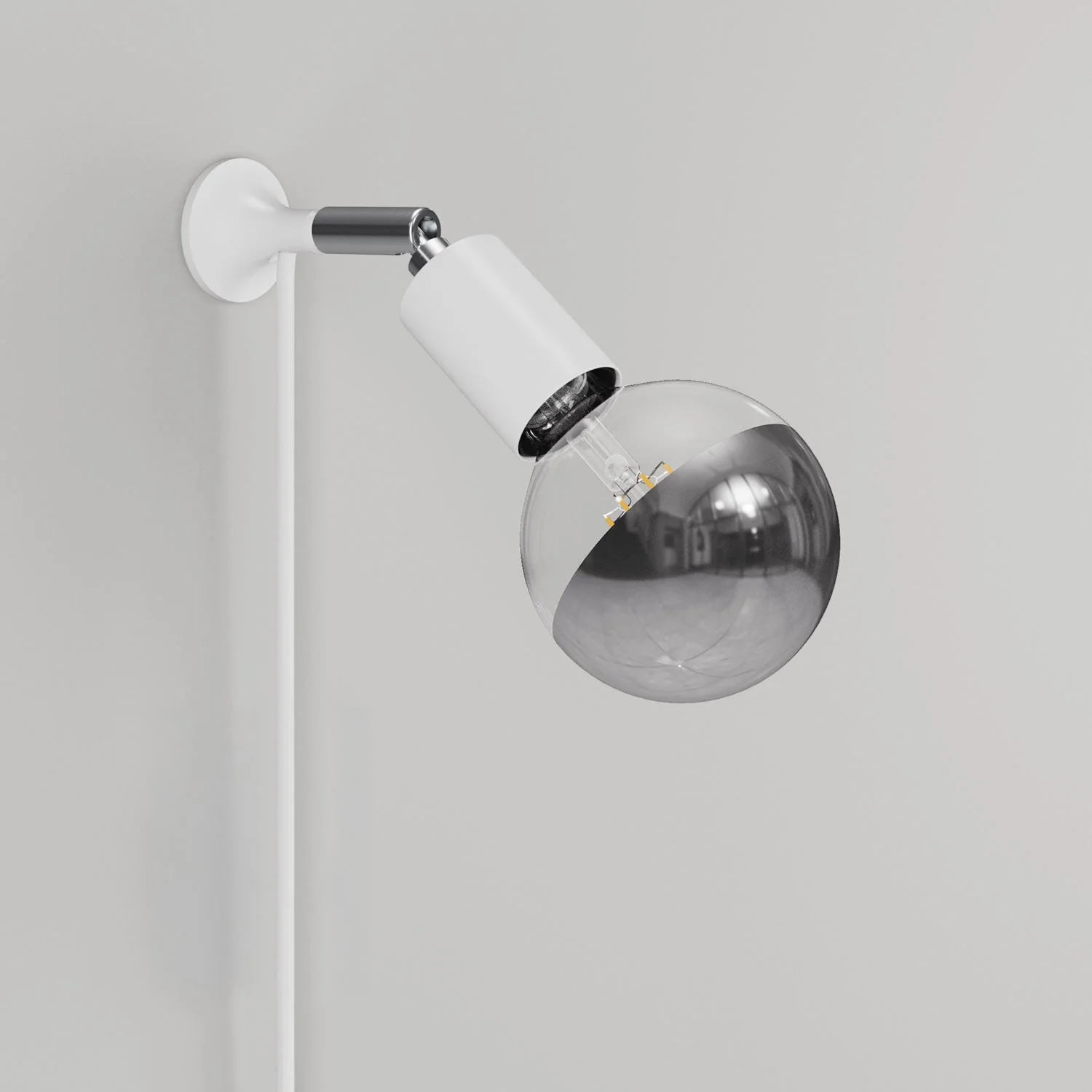 MAG-Y Wandleuchte mit Gelenk und Metalldome-Glühbirne – Mattweiß - Image 3