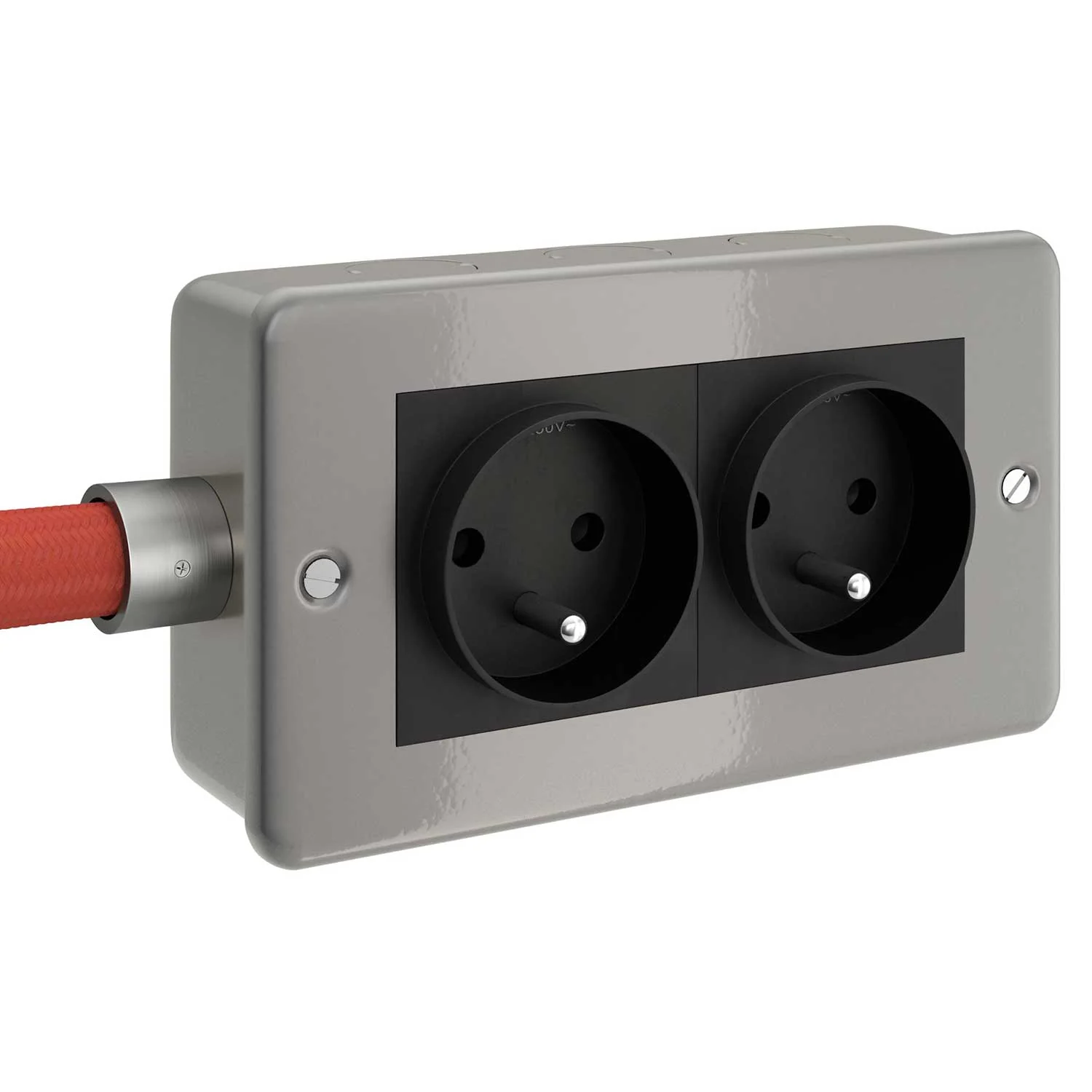 Metall-Wanddose mit Doppel-Steckdose Typ F für Creative-Tube - Image 2