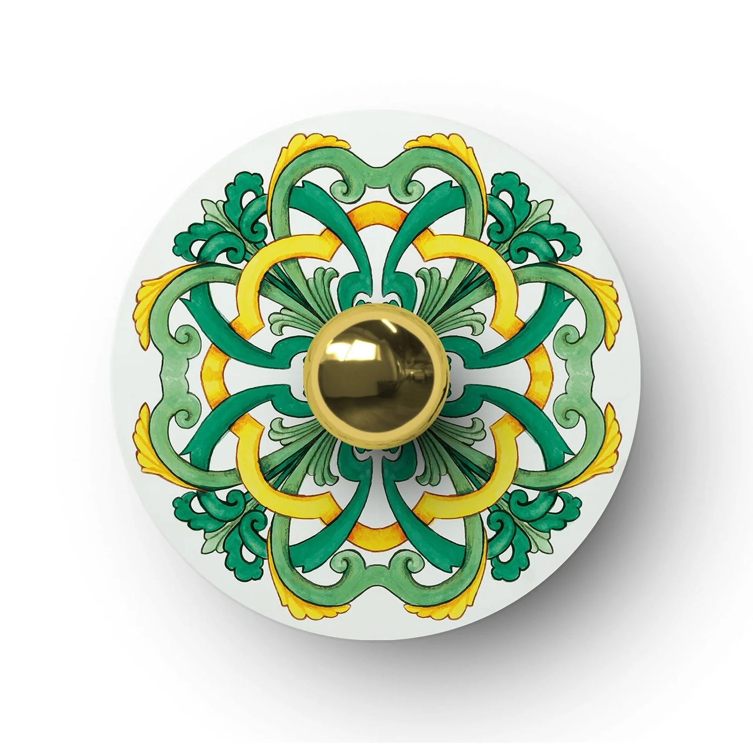 Mini-Teller Ellepì 'Maioliche' Gelb und Grün für Lampen, Durchmesser 24 cm - Made in Italy - Image 3