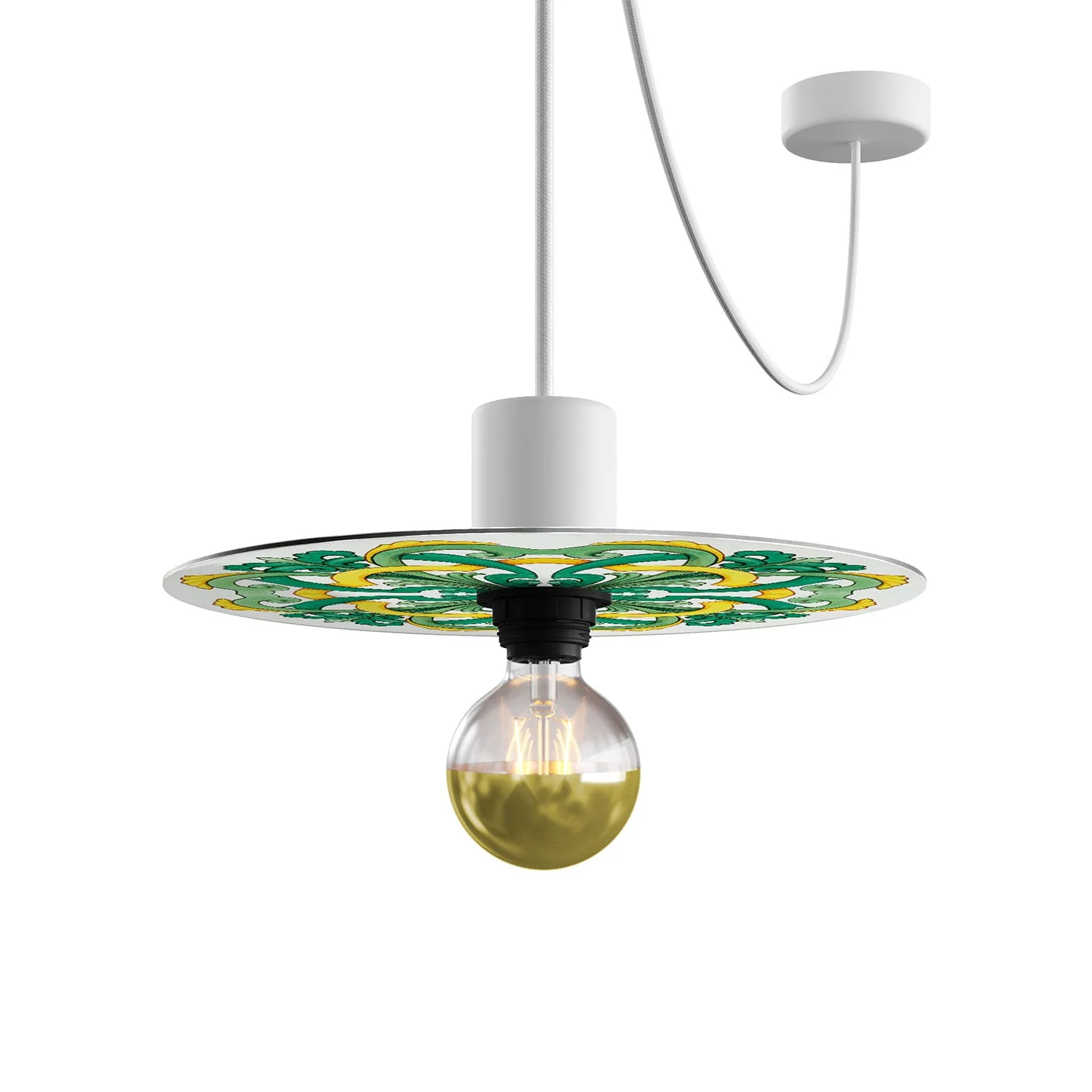Mini-Teller Ellepì 'Maioliche' Gelb und Grün für Lampen, Durchmesser 24 cm - Made in Italy - Image 4