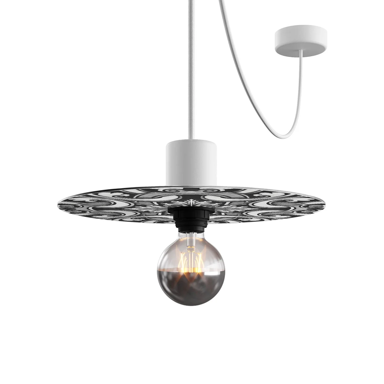 Mini-Teller Ellepì 'Majolika' Weiß und Schwarz für Lampen, Durchmesser 24 cm – Made in Italy - Image 4